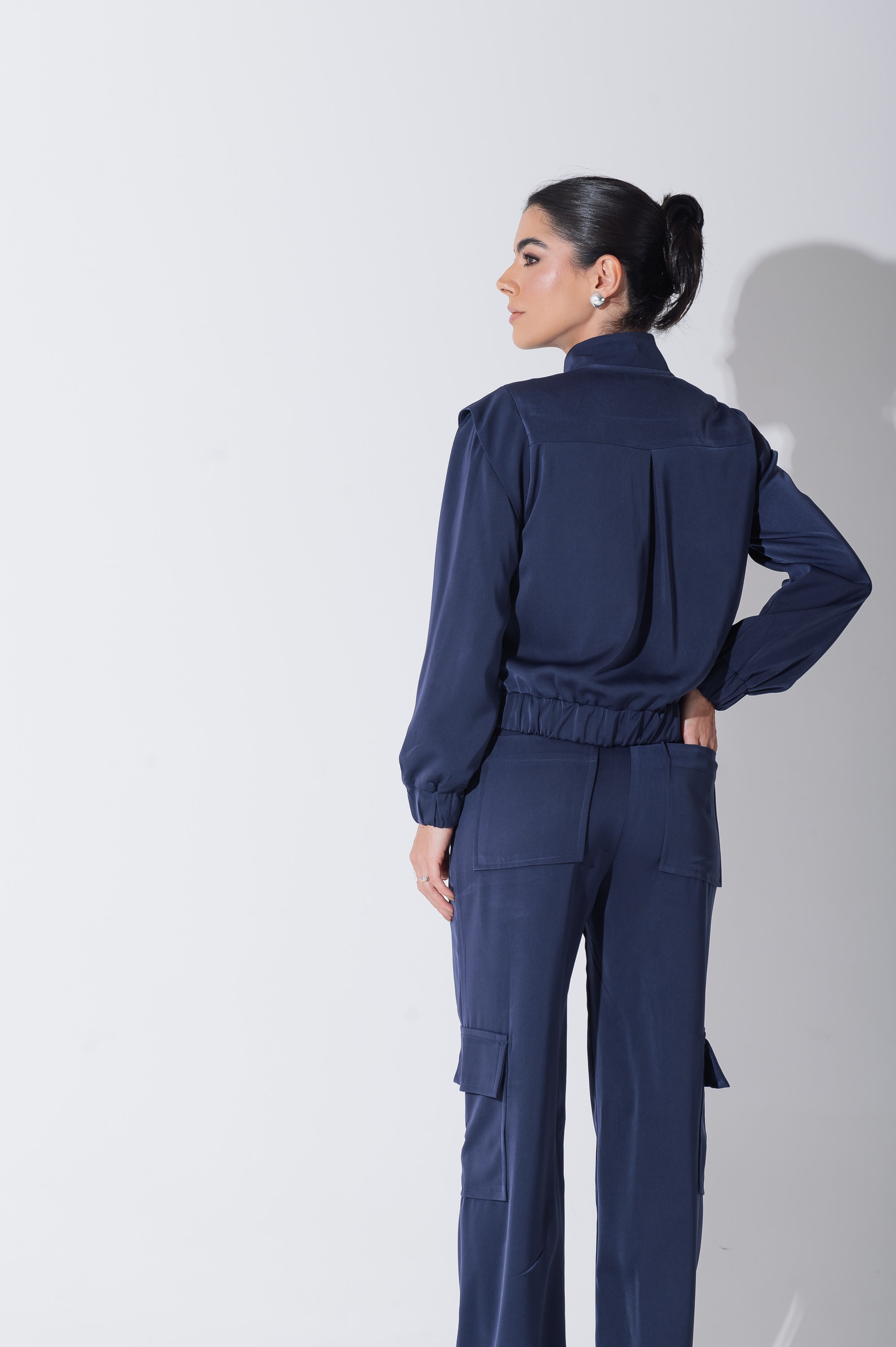 Jaqueta Bomber Alfaiataria Carol Azul Marinho Saphir