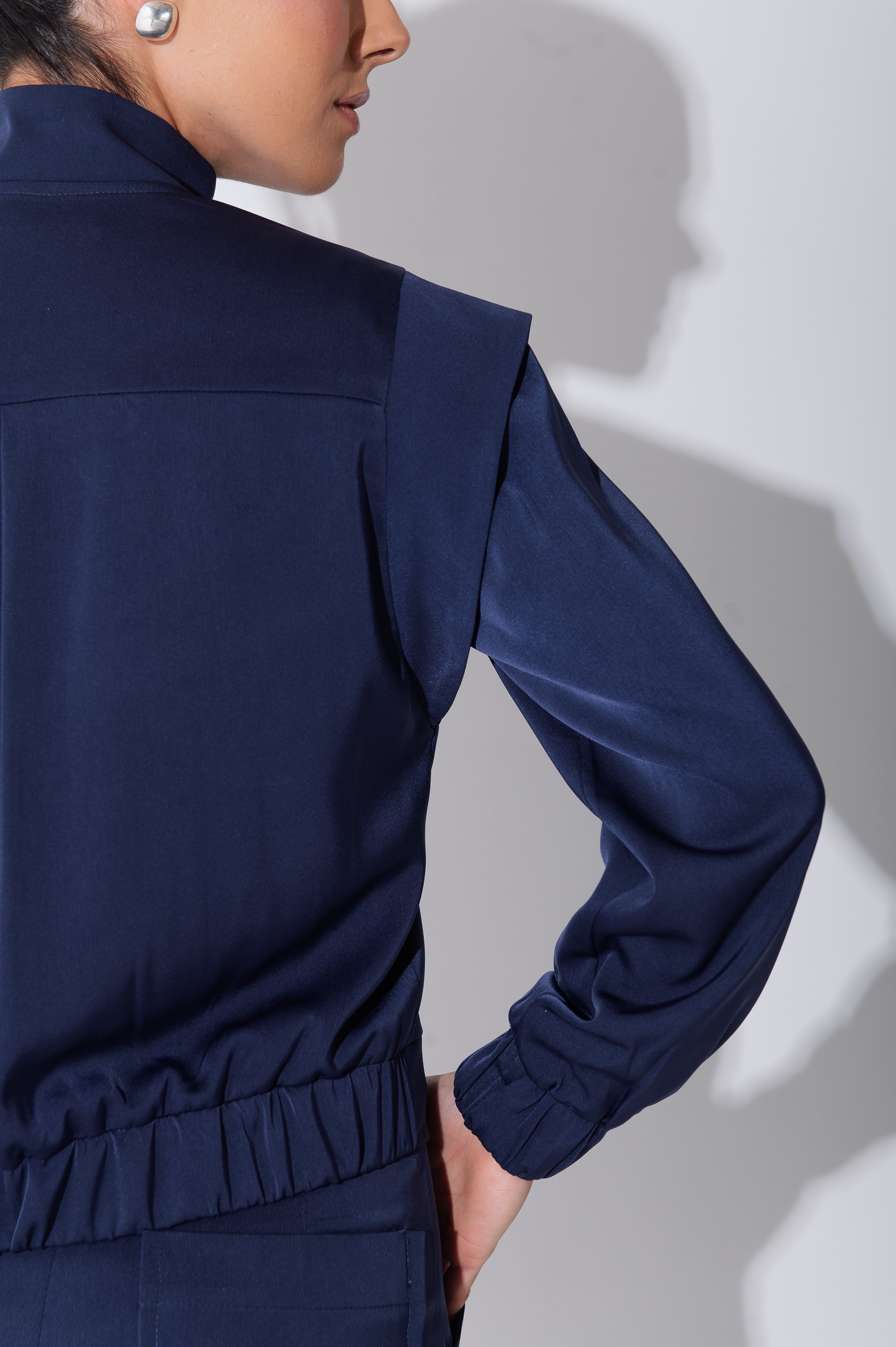 Jaqueta Bomber Alfaiataria Carol Azul Marinho Saphir