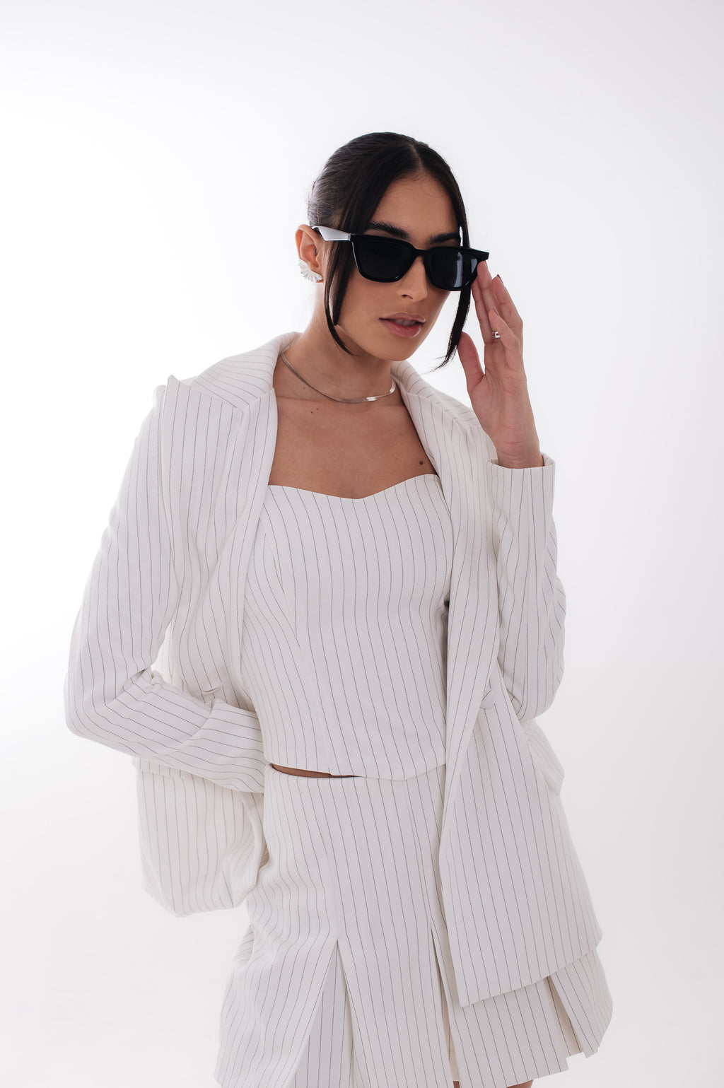 Short Saia Risca de Giz Anina Off White Ällie