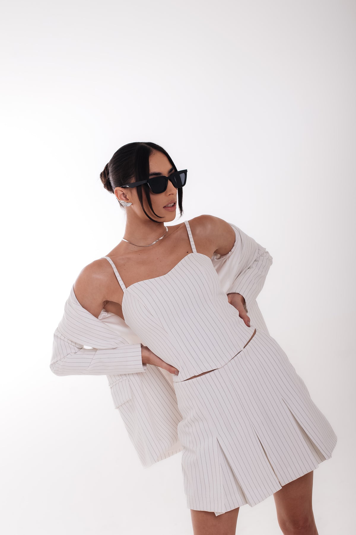 Short Saia Risca de Giz Anina Off White Ällie