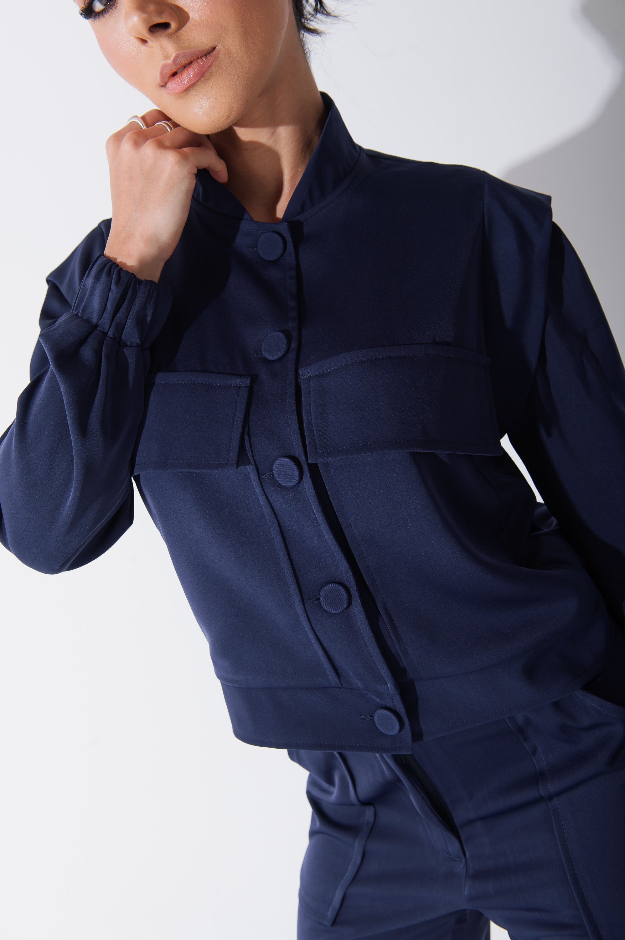 Jaqueta Bomber Alfaiataria Carol Azul Marinho Saphir