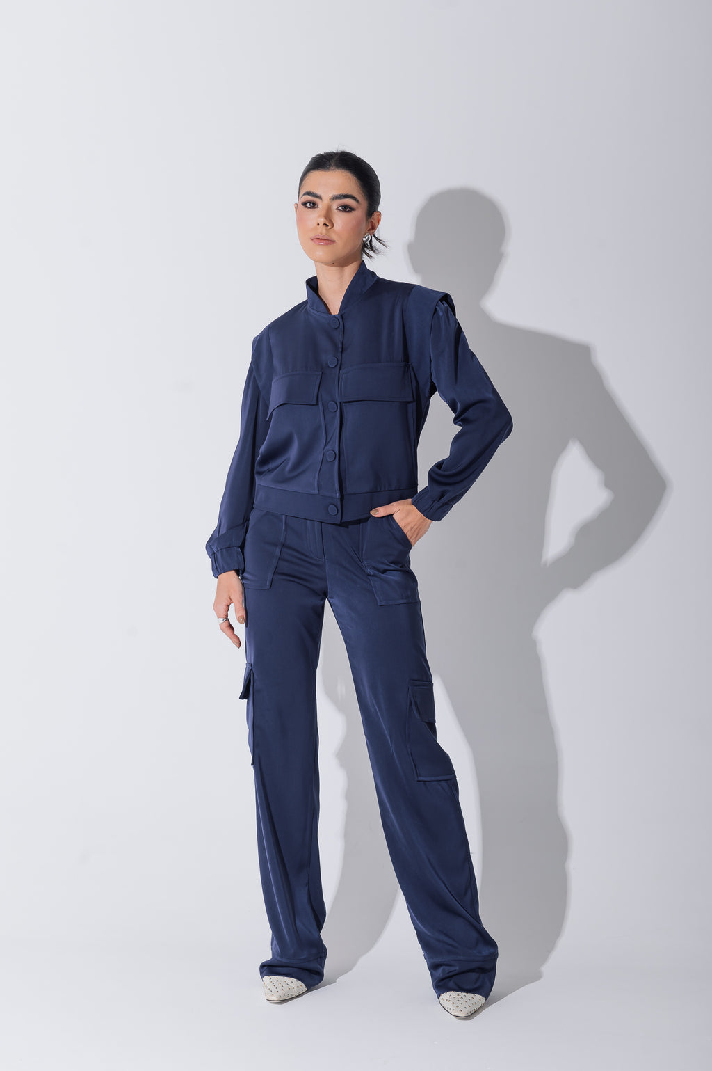 Jaqueta Bomber Alfaiataria Carol Azul Marinho Saphir
