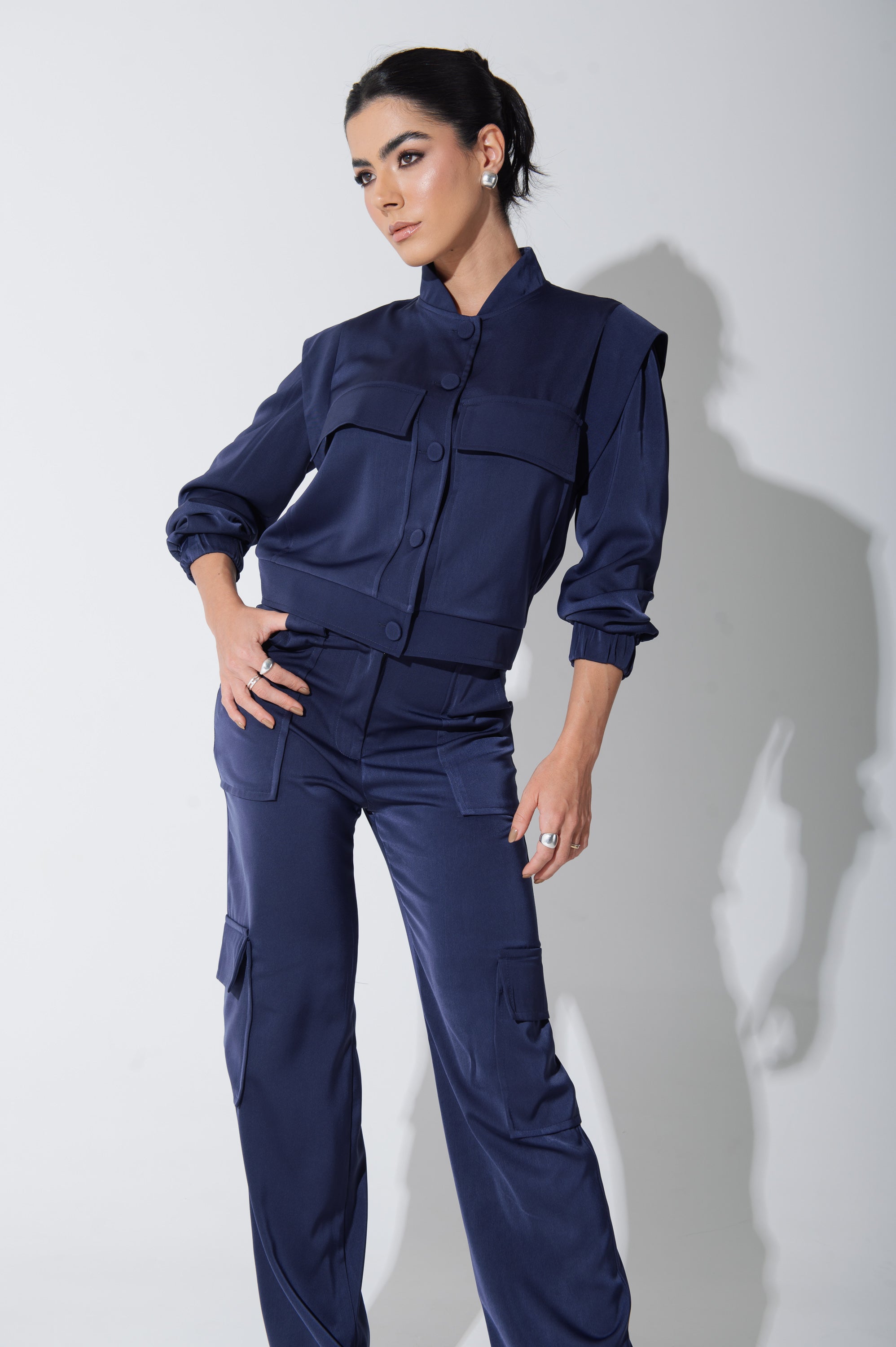 Jaqueta Bomber Alfaiataria Carol Azul Marinho Saphir