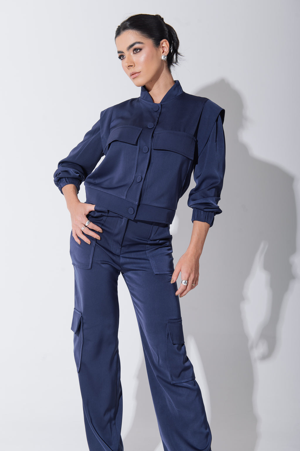Jaqueta Bomber Alfaiataria Carol Azul Marinho Saphir