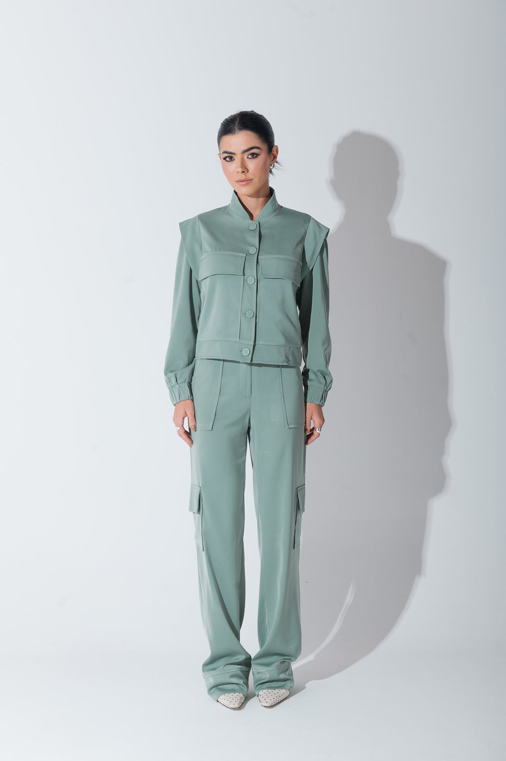 Jaqueta Bomber Alfaiataria Carol Verde Menta Saphir