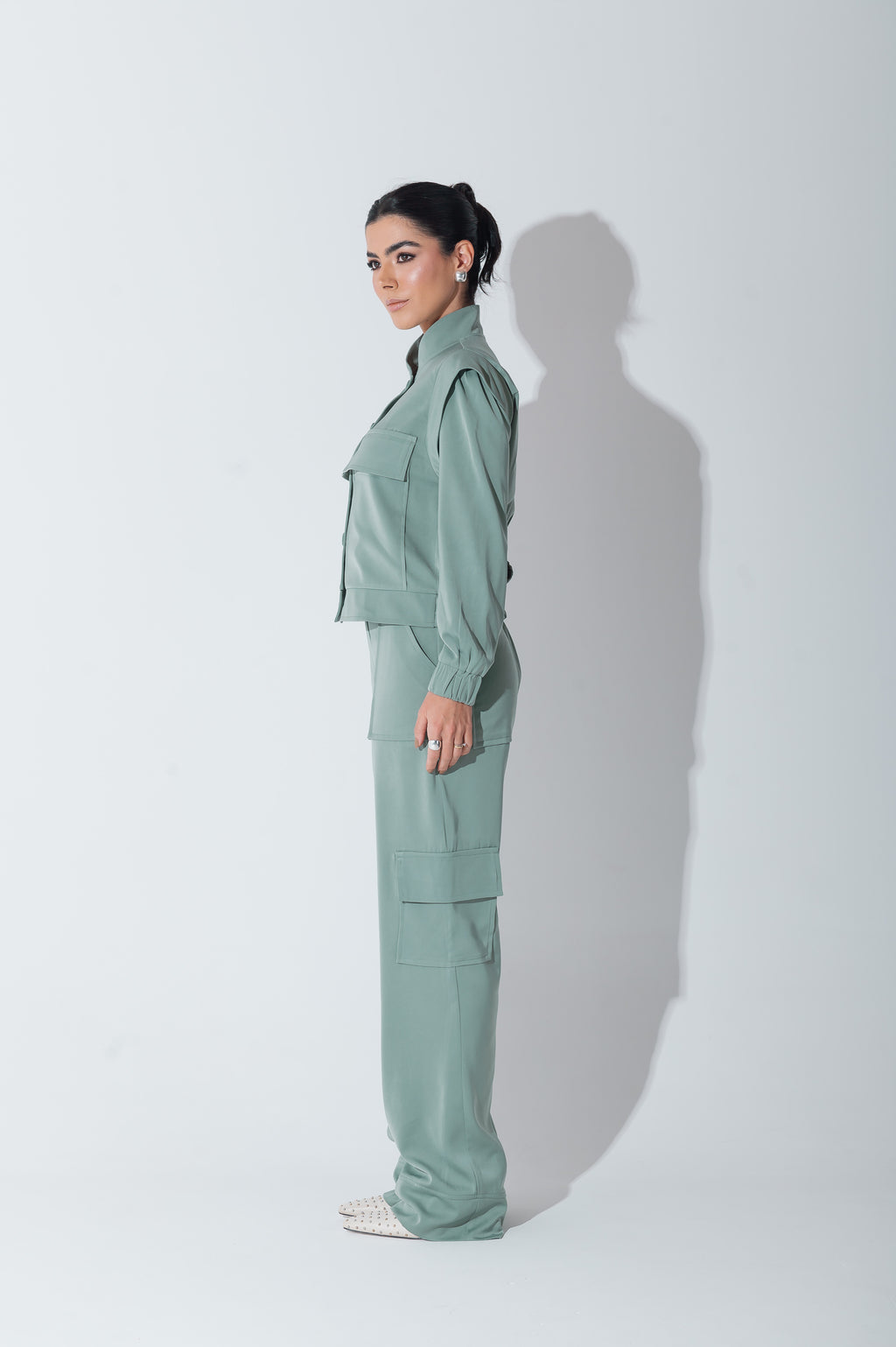 Calça Cargo Alfaiataria Brunelle Verde Menta Saphir