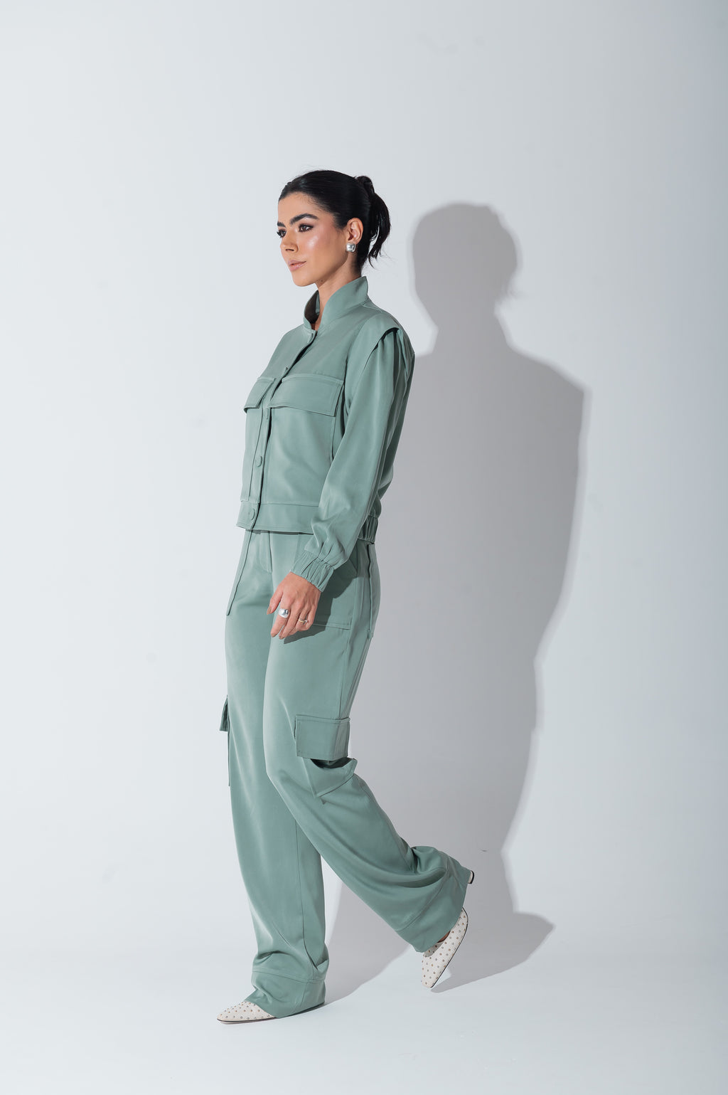 Jaqueta Bomber Alfaiataria Carol Verde Menta Saphir