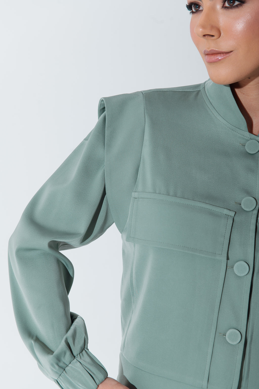 Jaqueta Bomber Alfaiataria Carol Verde Menta Saphir