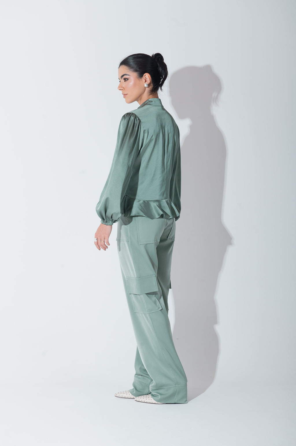 Calça Cargo Alfaiataria Brunelle Verde Menta Saphir