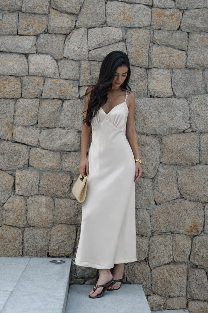 Vestido Slip Dress Camila Off White Saphir - foto adicional 3