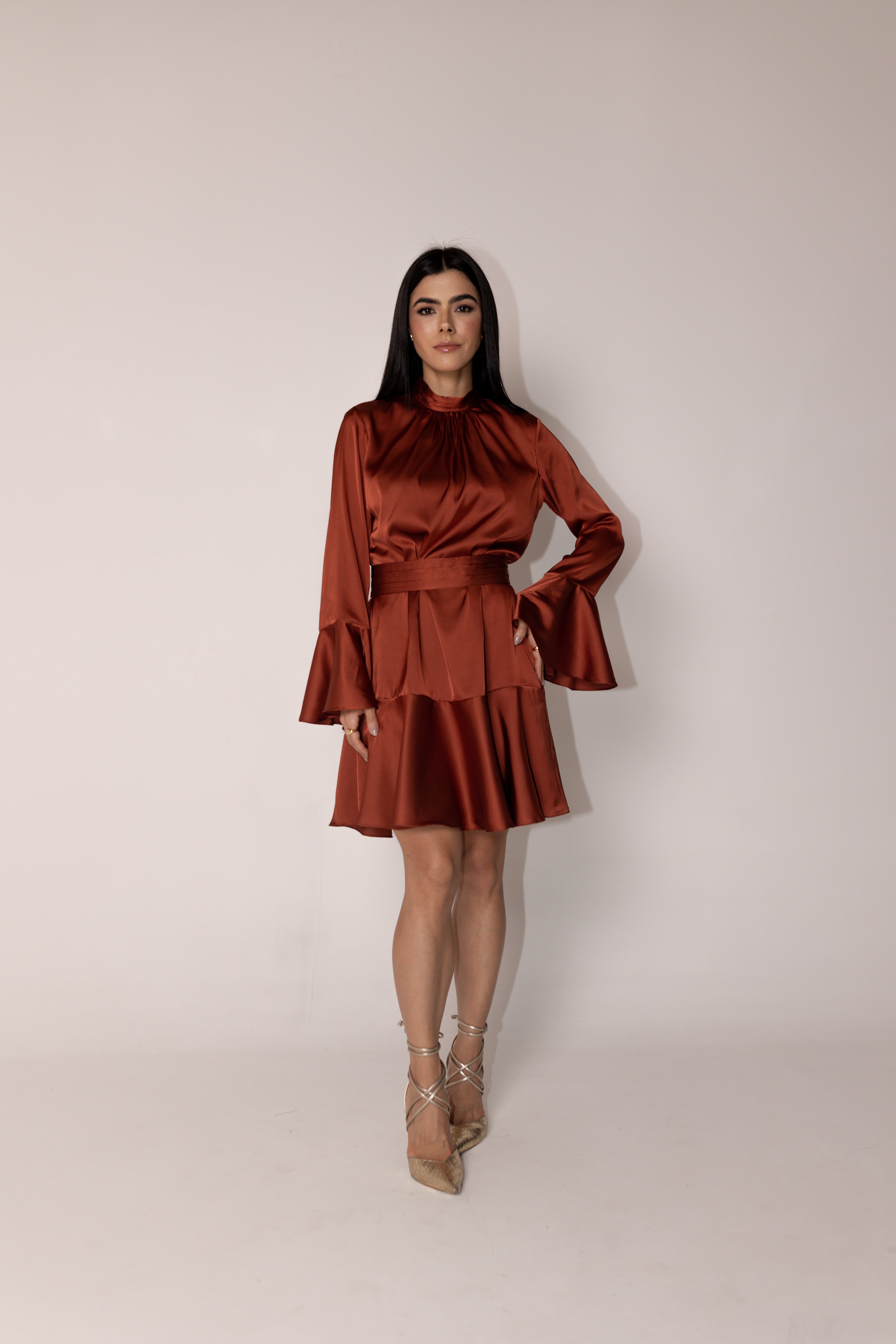 Vestido Bata Paula Cobre Saphir