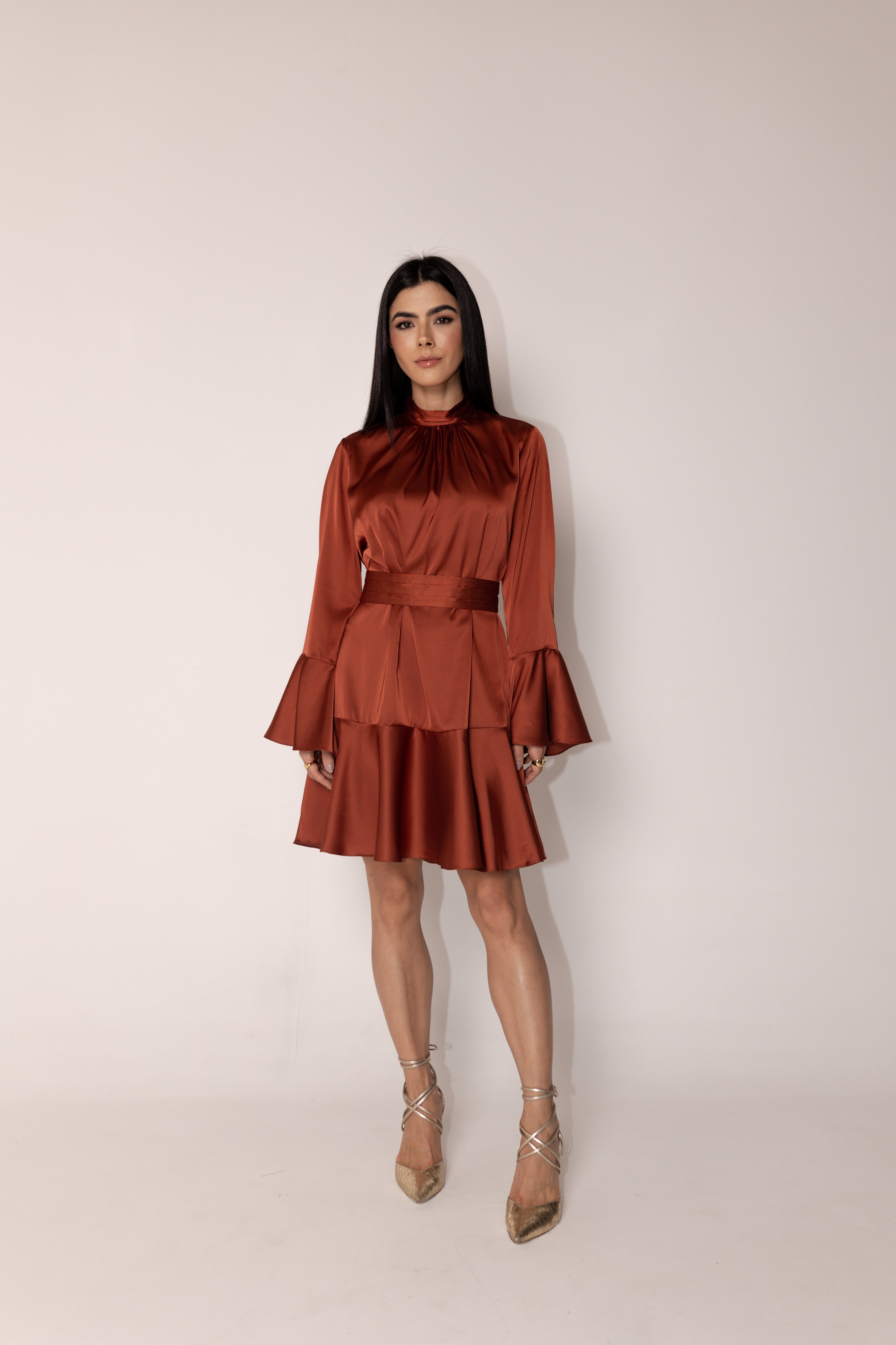 Vestido Bata Paula Cobre Saphir