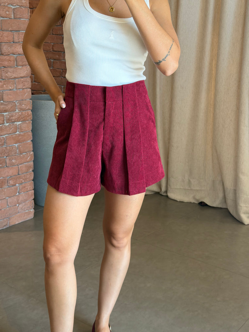 Short Alfaiataria Veludo Alexandra Marsala Ällie - foto adicional 1