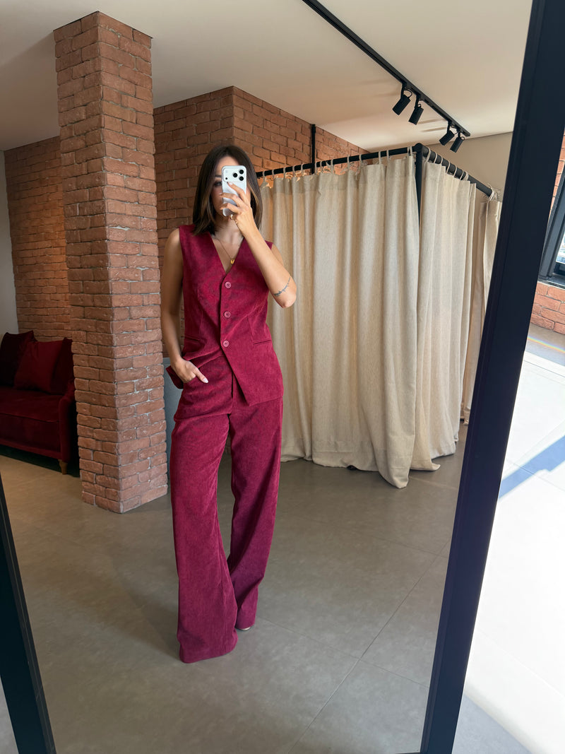 Colete Alfaiataria Veludo Sarah Marsala Ällie - foto adicional 1