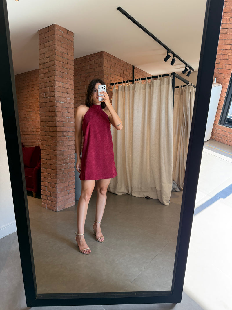 Vestido Frente Única Veludo Ísis Marsala Ällie - foto adicional 1