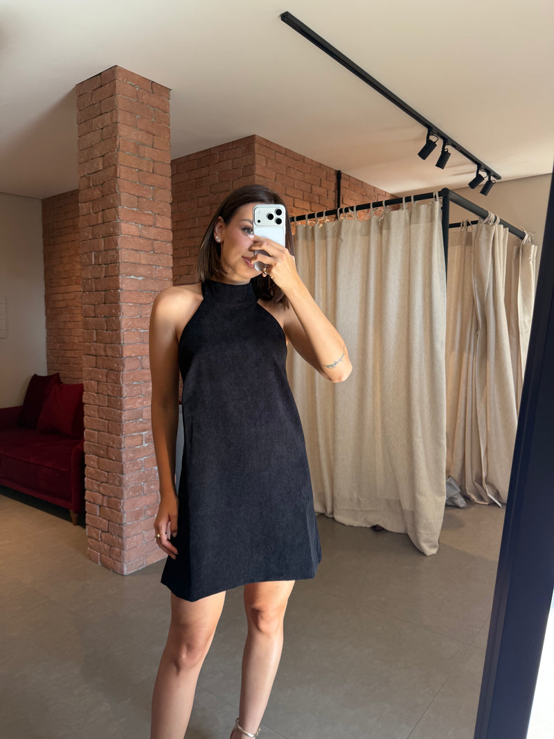 Vestido Frente Única Veludo Ísis Preto Ällie - foto adicional 1
