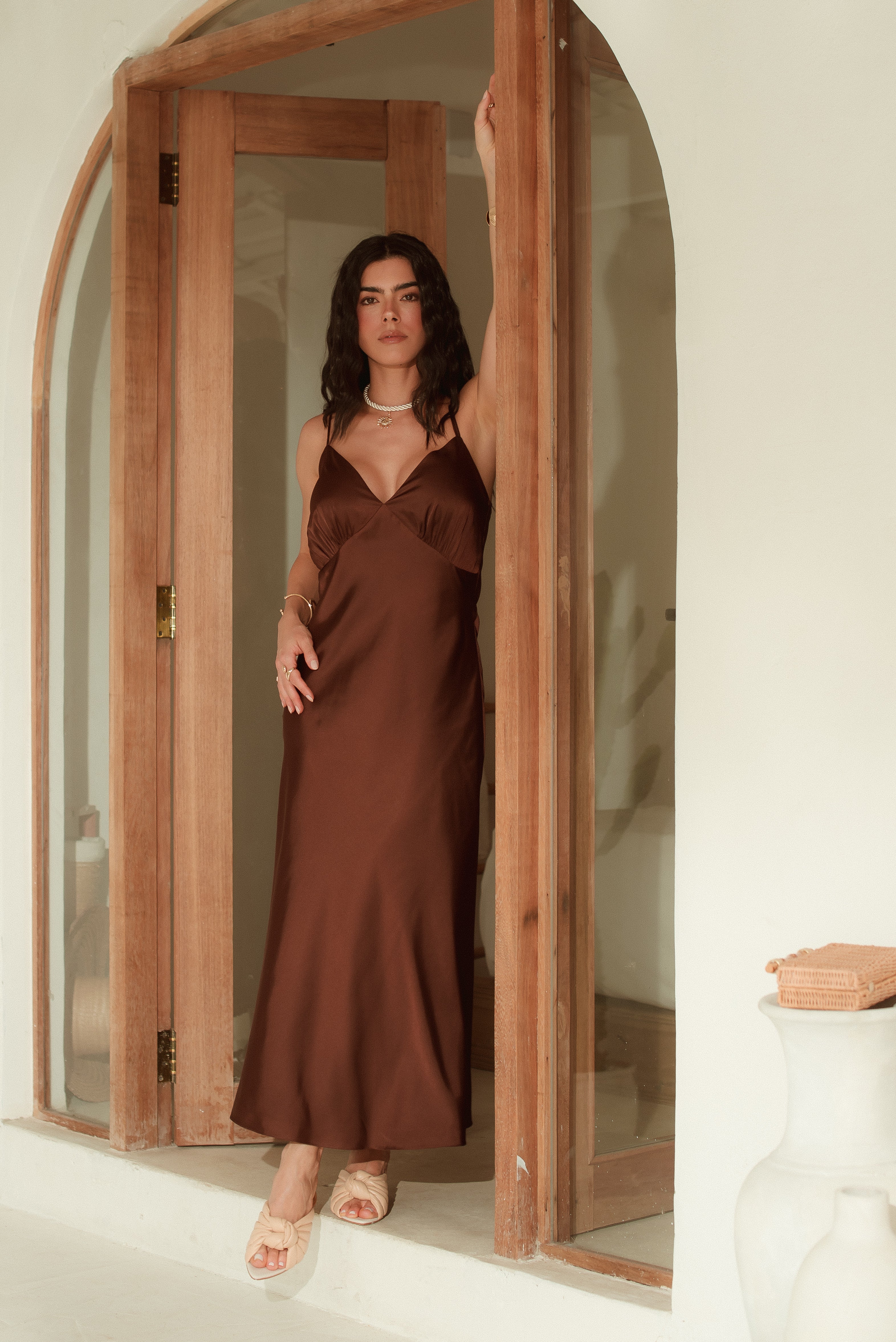 Vestido Slip Dress Camila Marrom Saphir