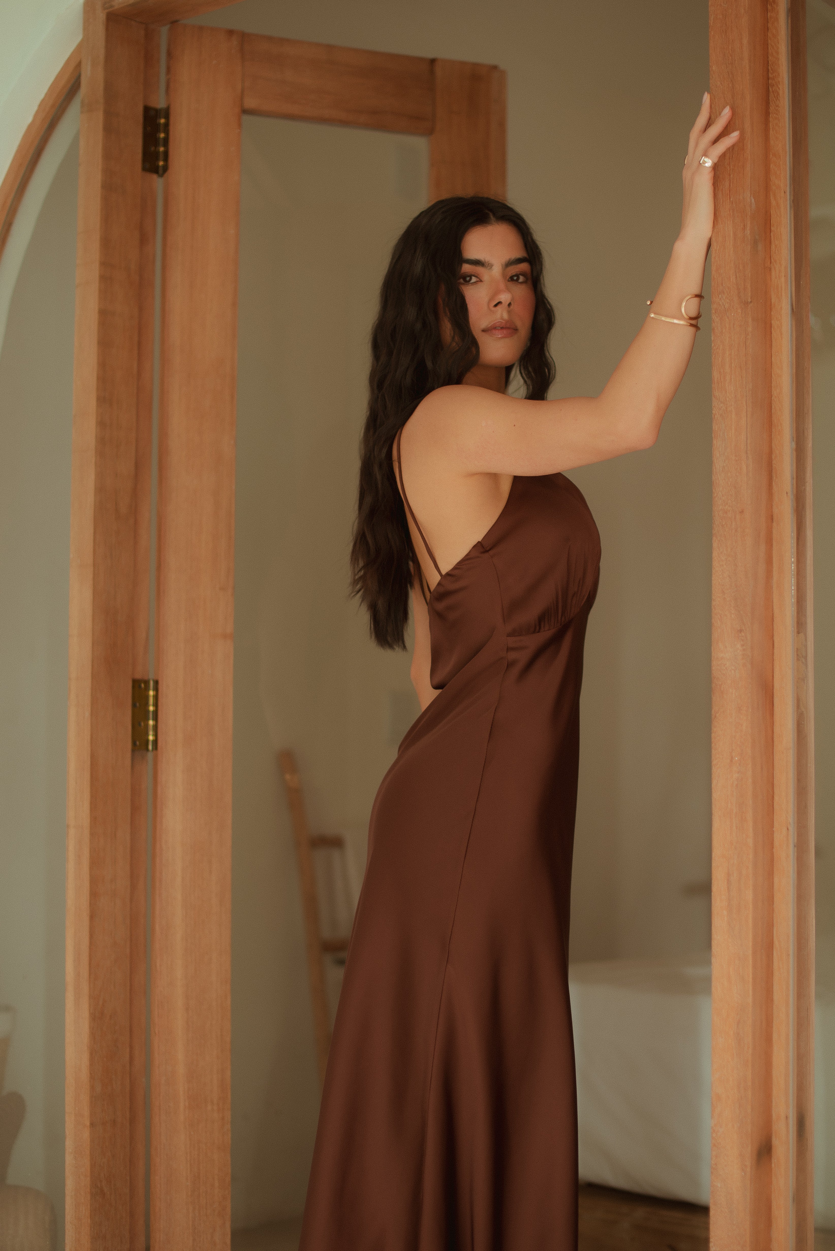 Vestido Slip Dress Camila Marrom Saphir