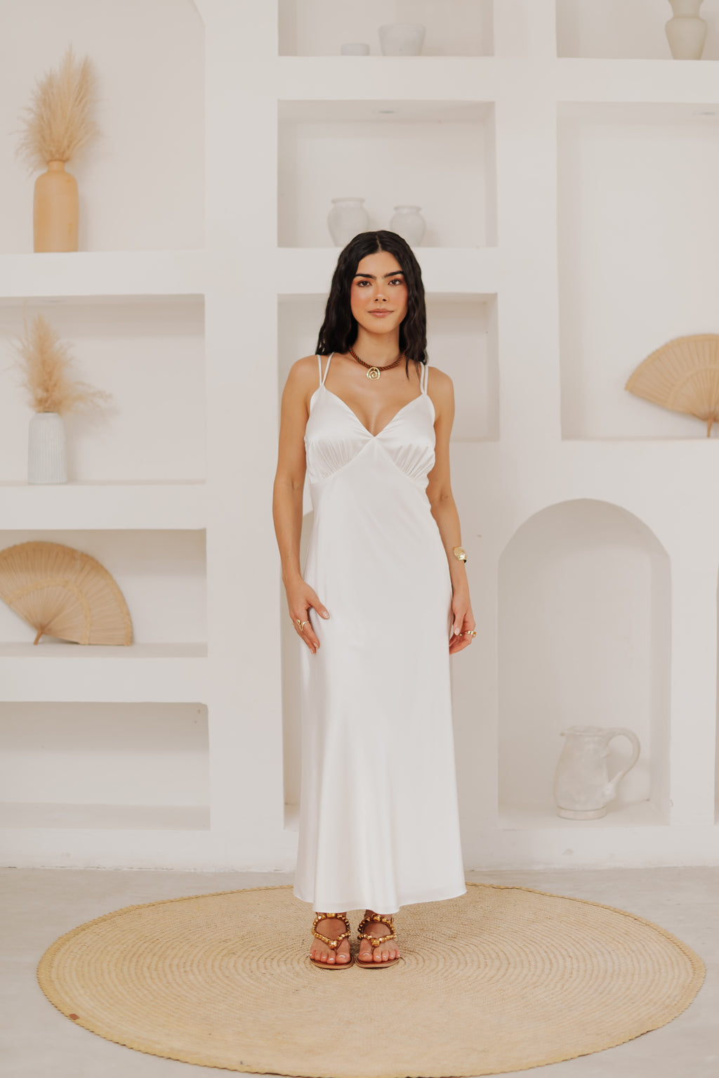 Vestido Slip Dress Camila Off White Saphir