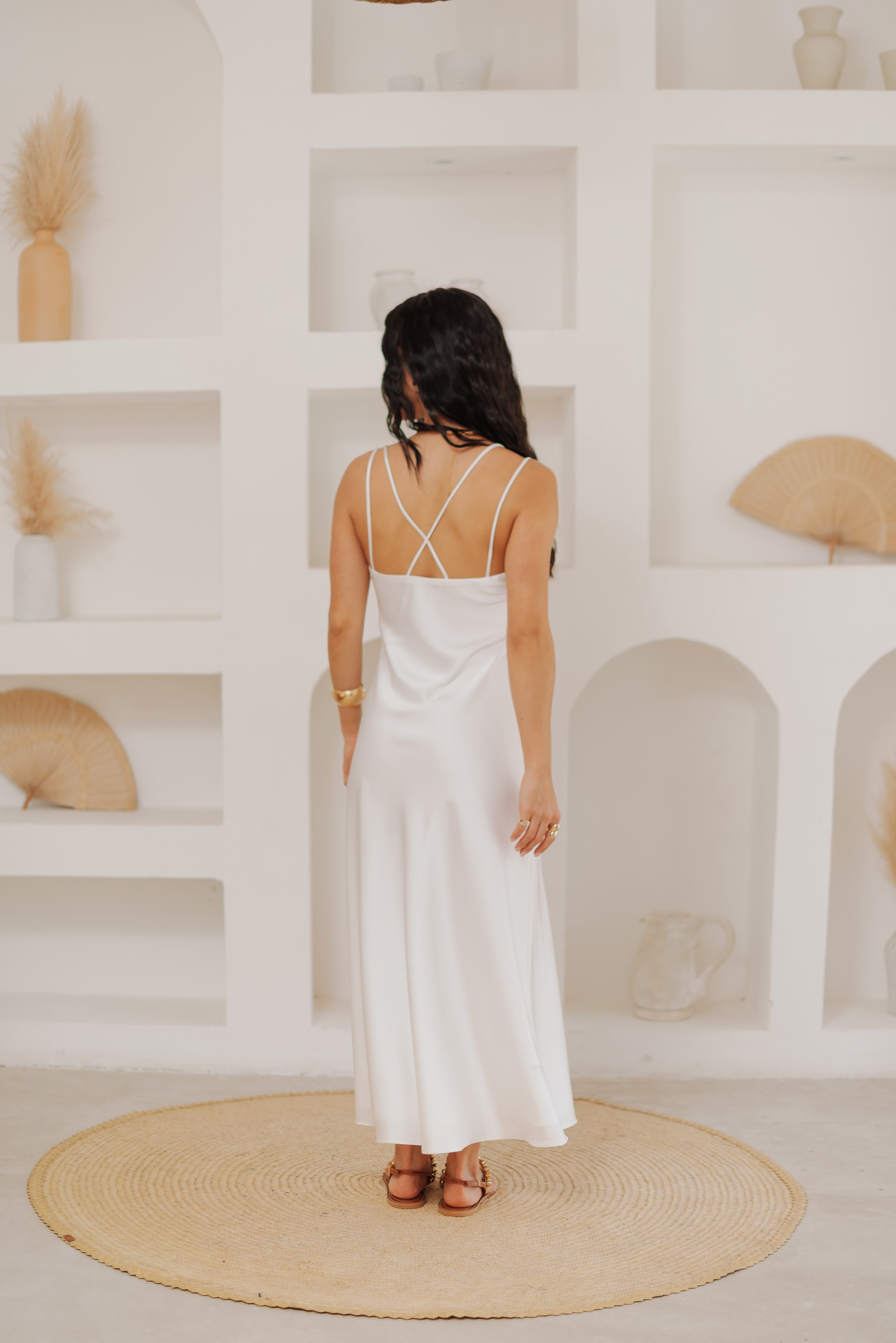 Vestido Slip Dress Camila Off White Saphir