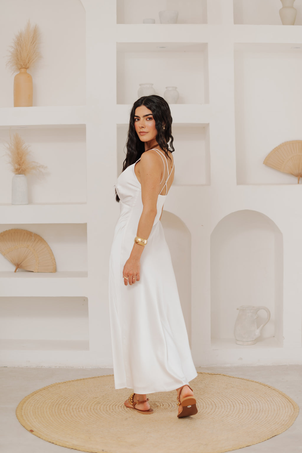 Vestido Slip Dress Camila Off White Saphir