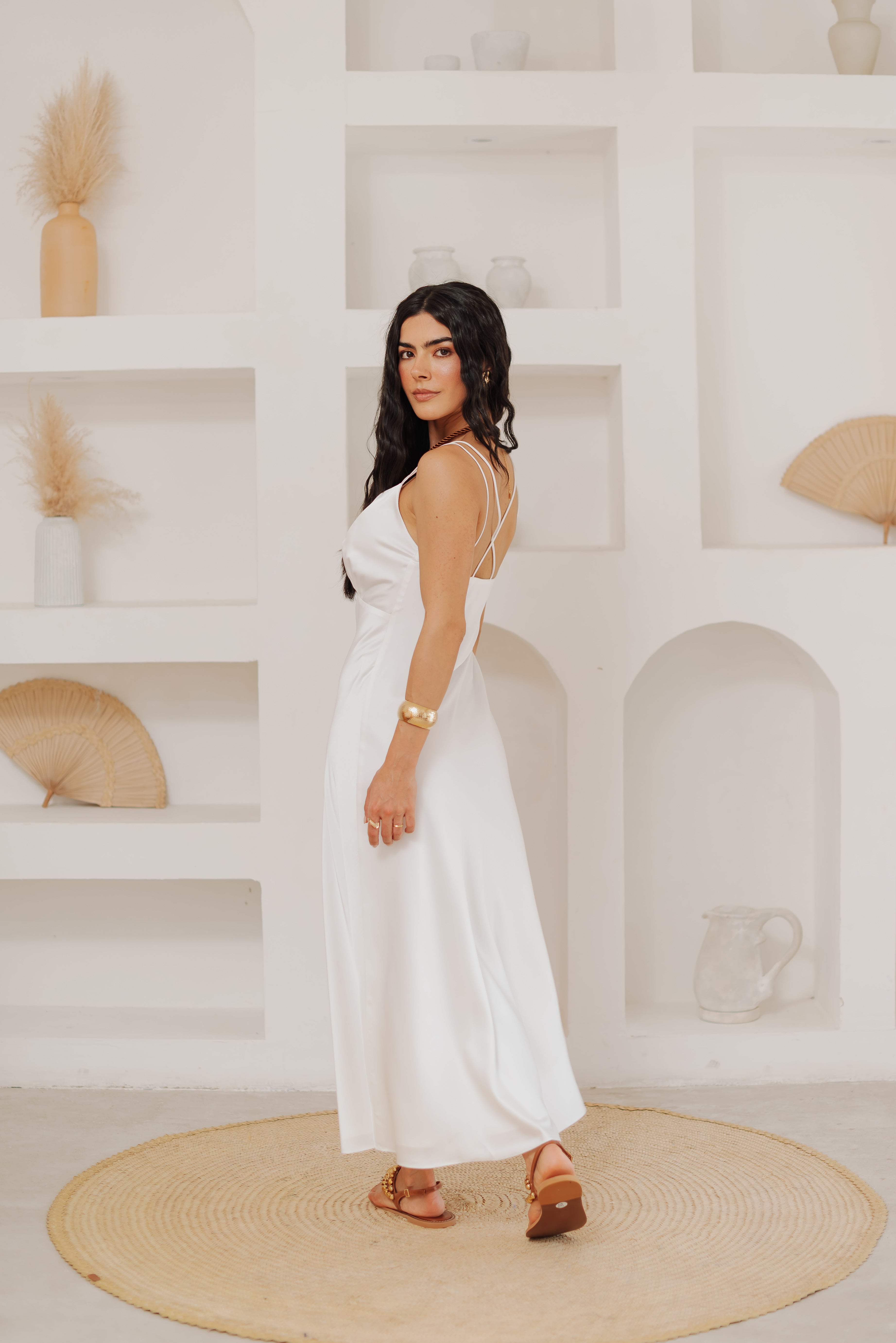 Vestido Slip Dress Camila Off White Saphir