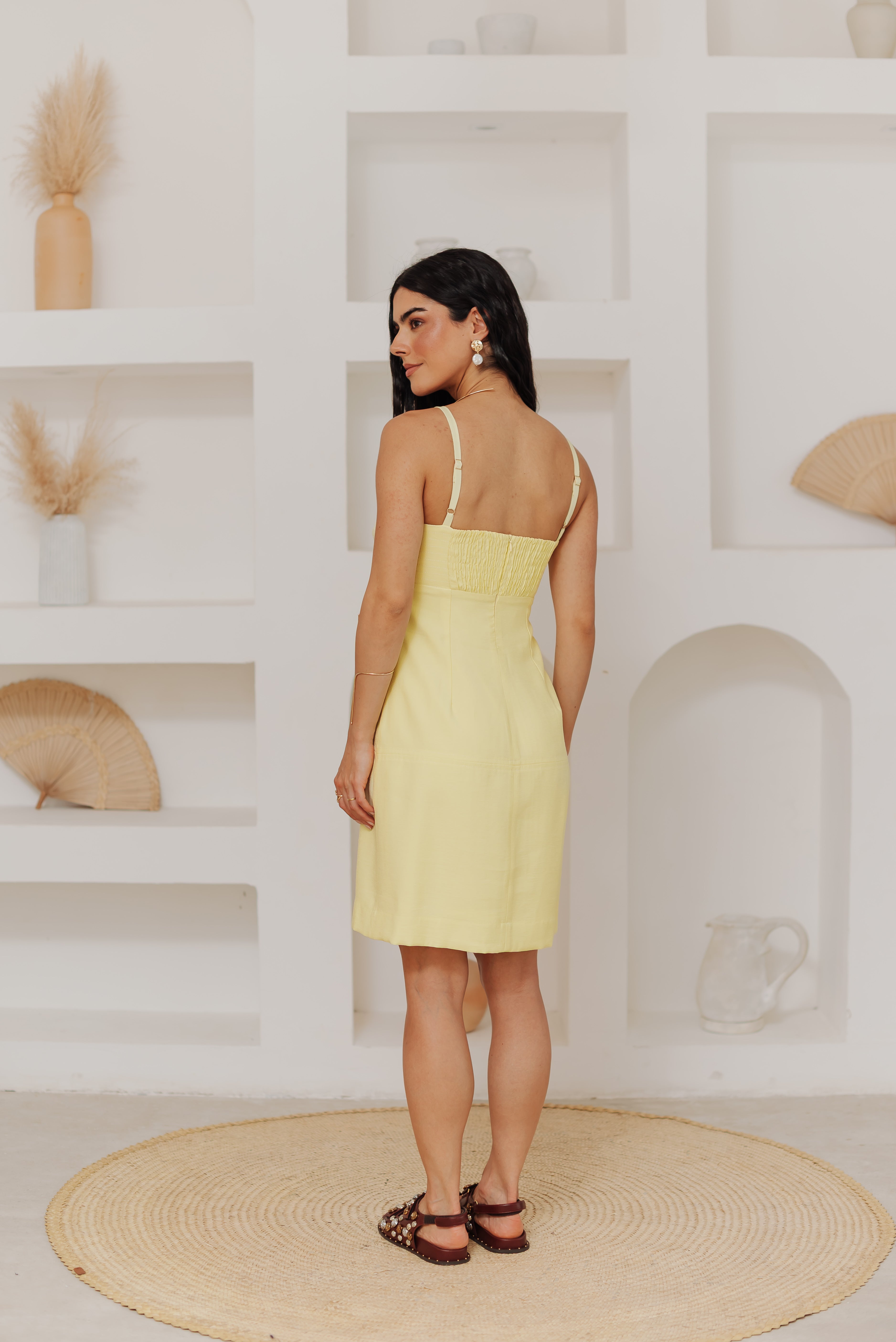 Vestido Alfaiataria Jordana Amarelo Manteiga Saphir