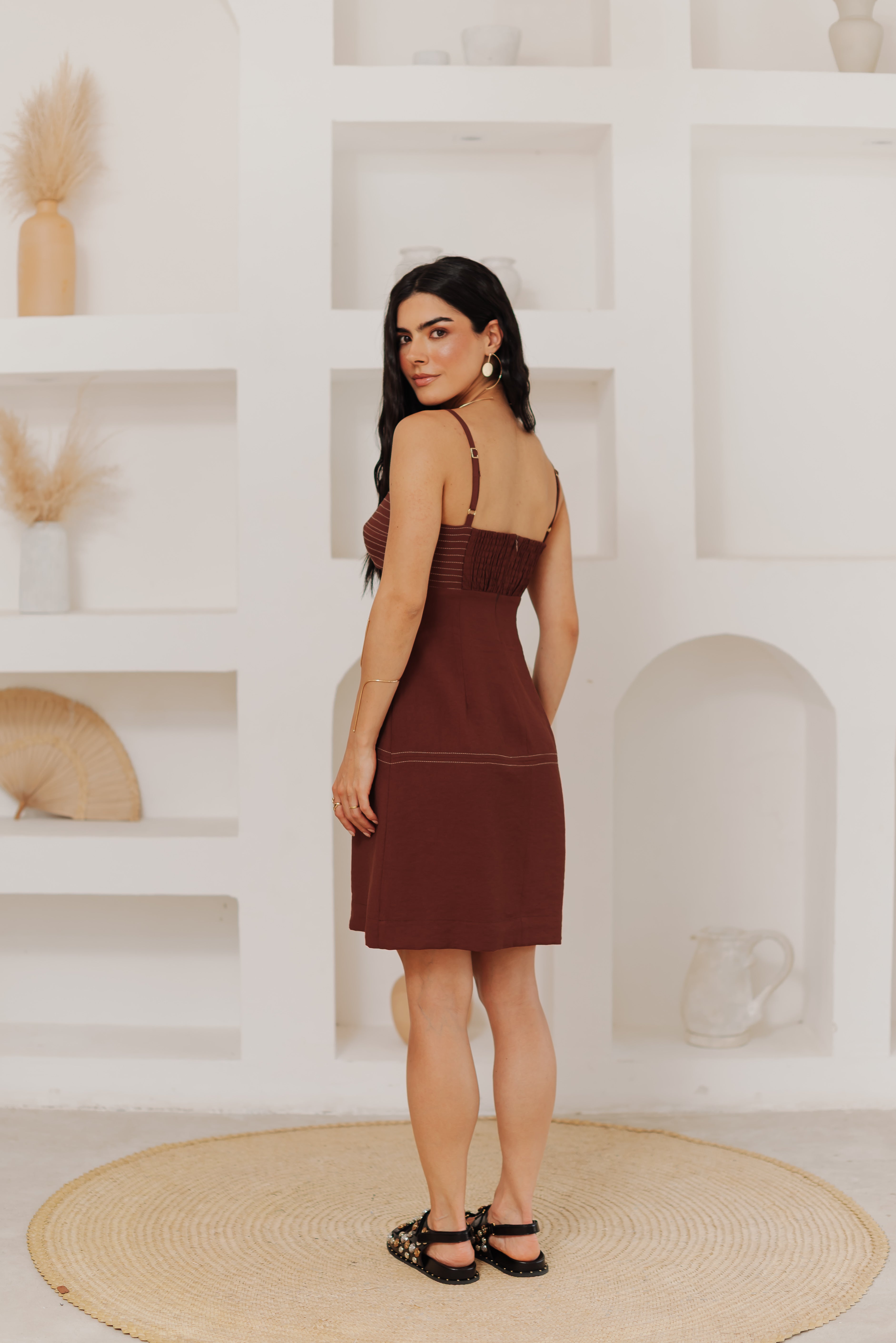 Vestido Alfaiataria Jordana Marrom Saphir