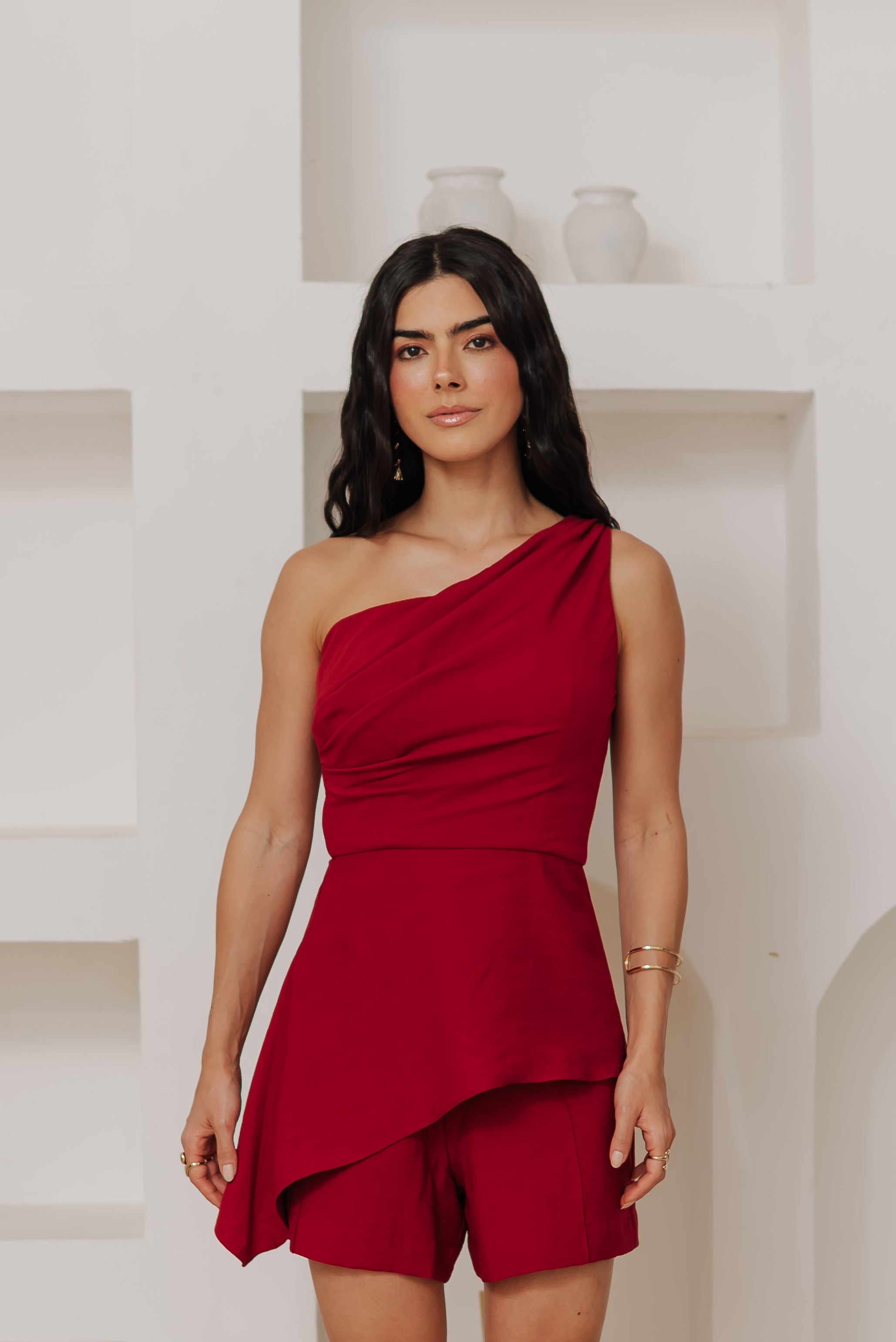 Blusa Assimétrica Pétala Cereja Saphir