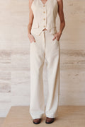 Calça Pantalona Adélia Linho Creme