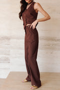 Calça Pantalona Adélia Linho Marrom
