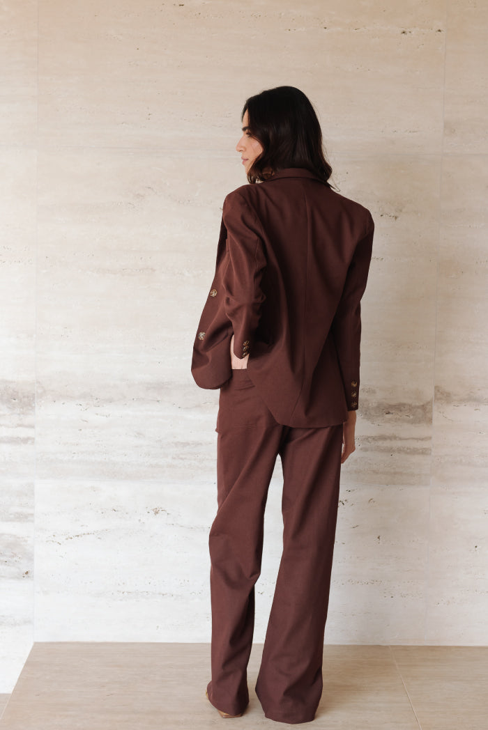 Calça Pantalona Adélia Linho Marrom