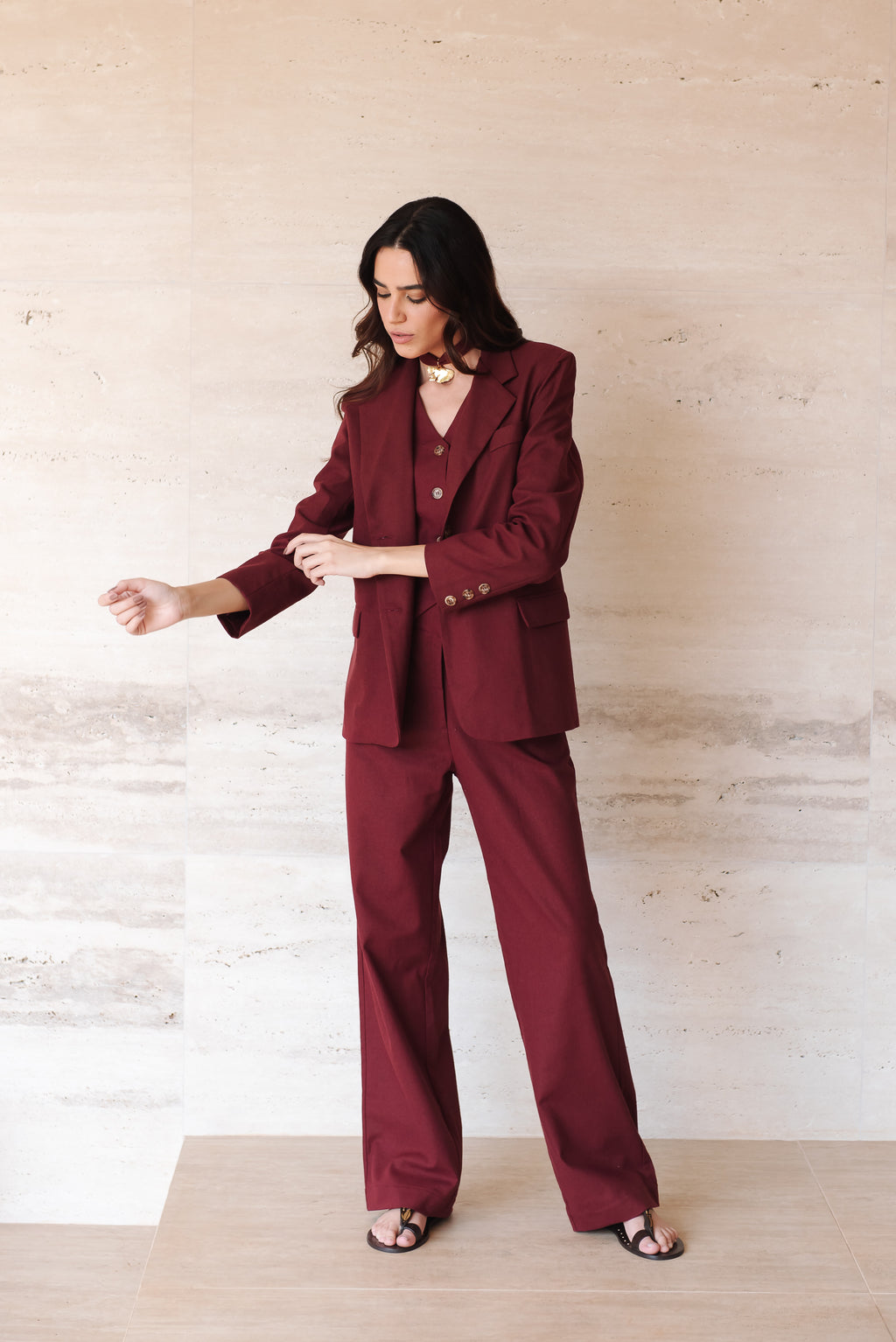 Blazer Linho Alfaiate Bordô
