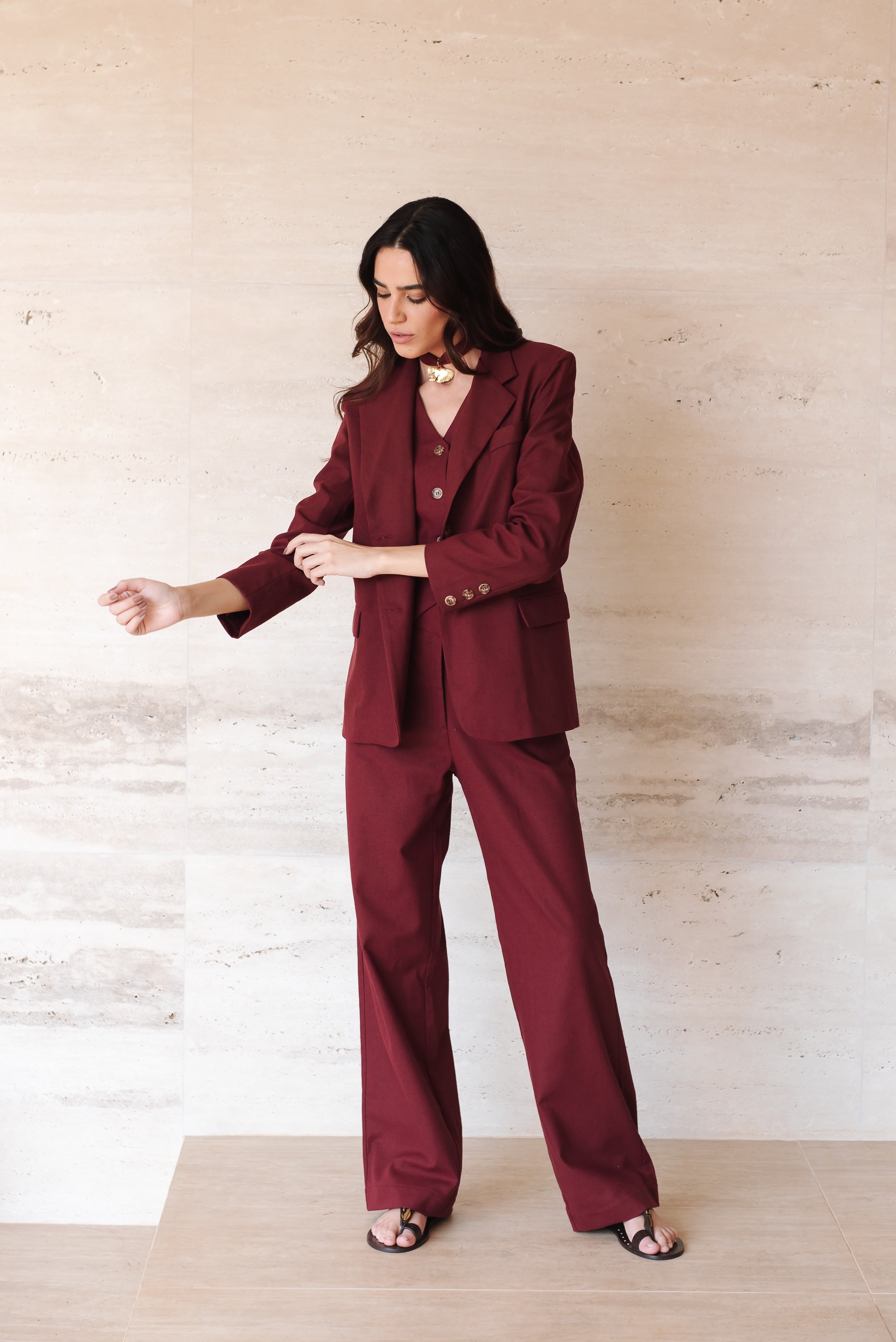 Blazer Linho Alfaiate Bordô