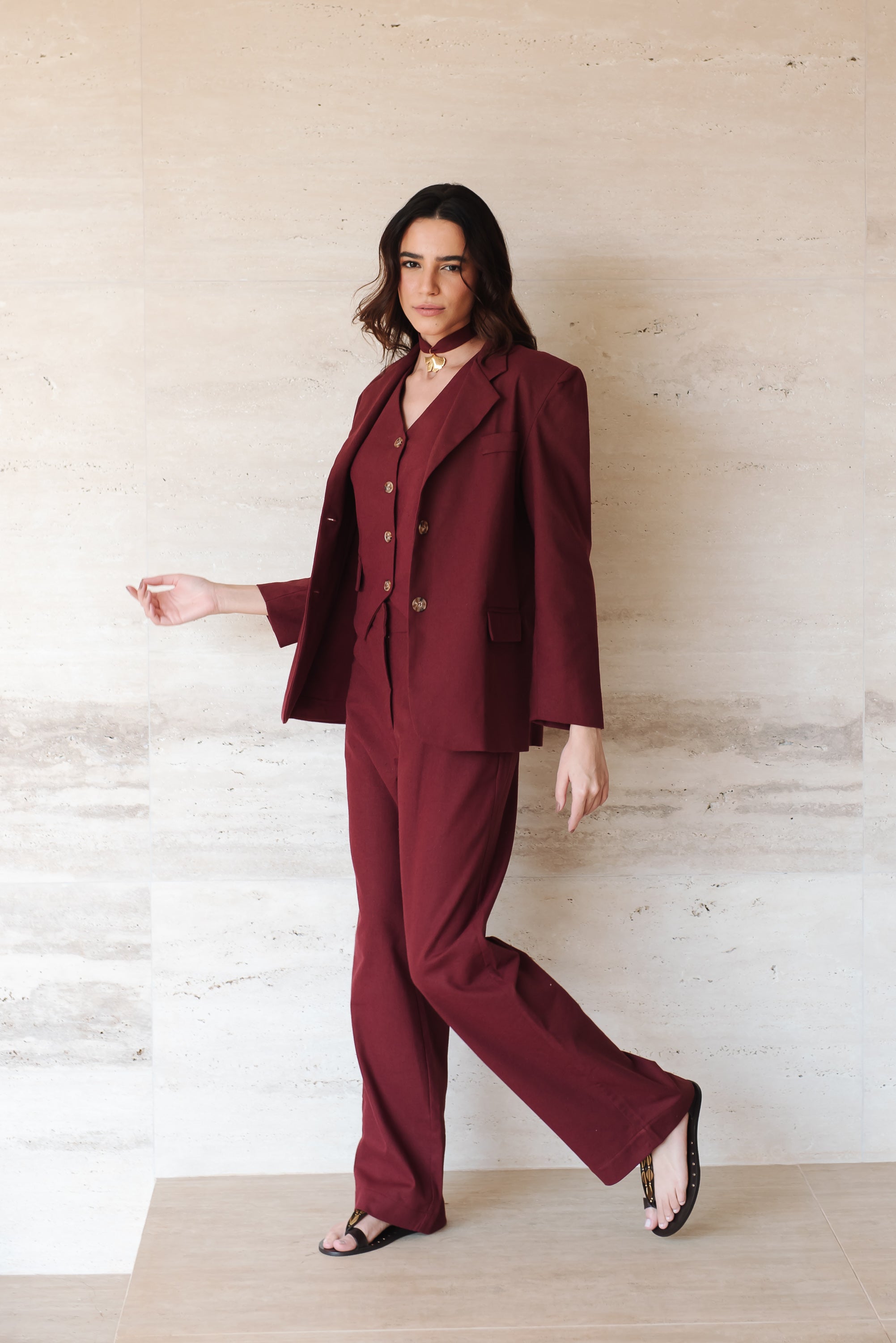 Blazer Linho Alfaiate Bordô