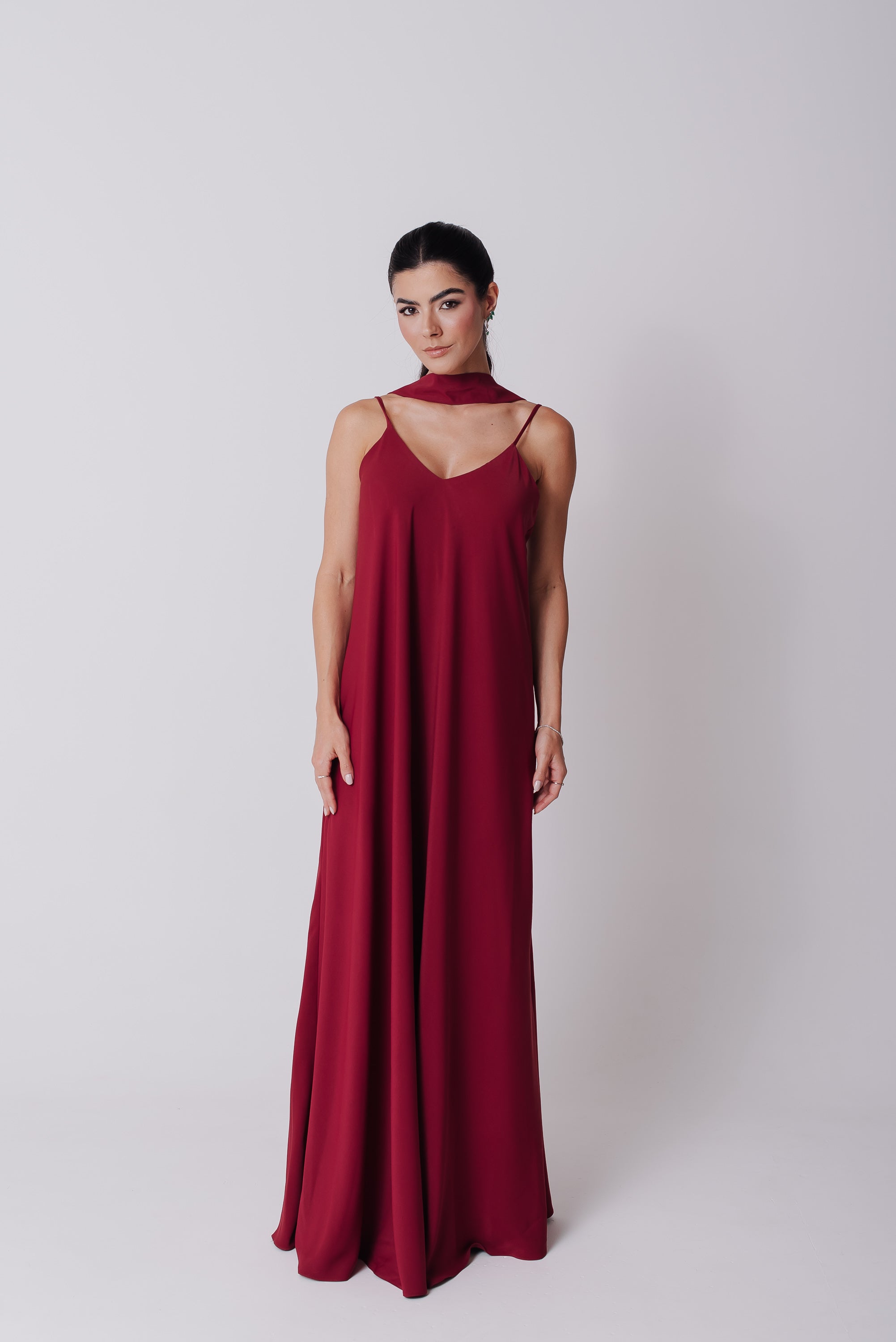 Vestido Longo Alcinha Lorena Cereja Saphir