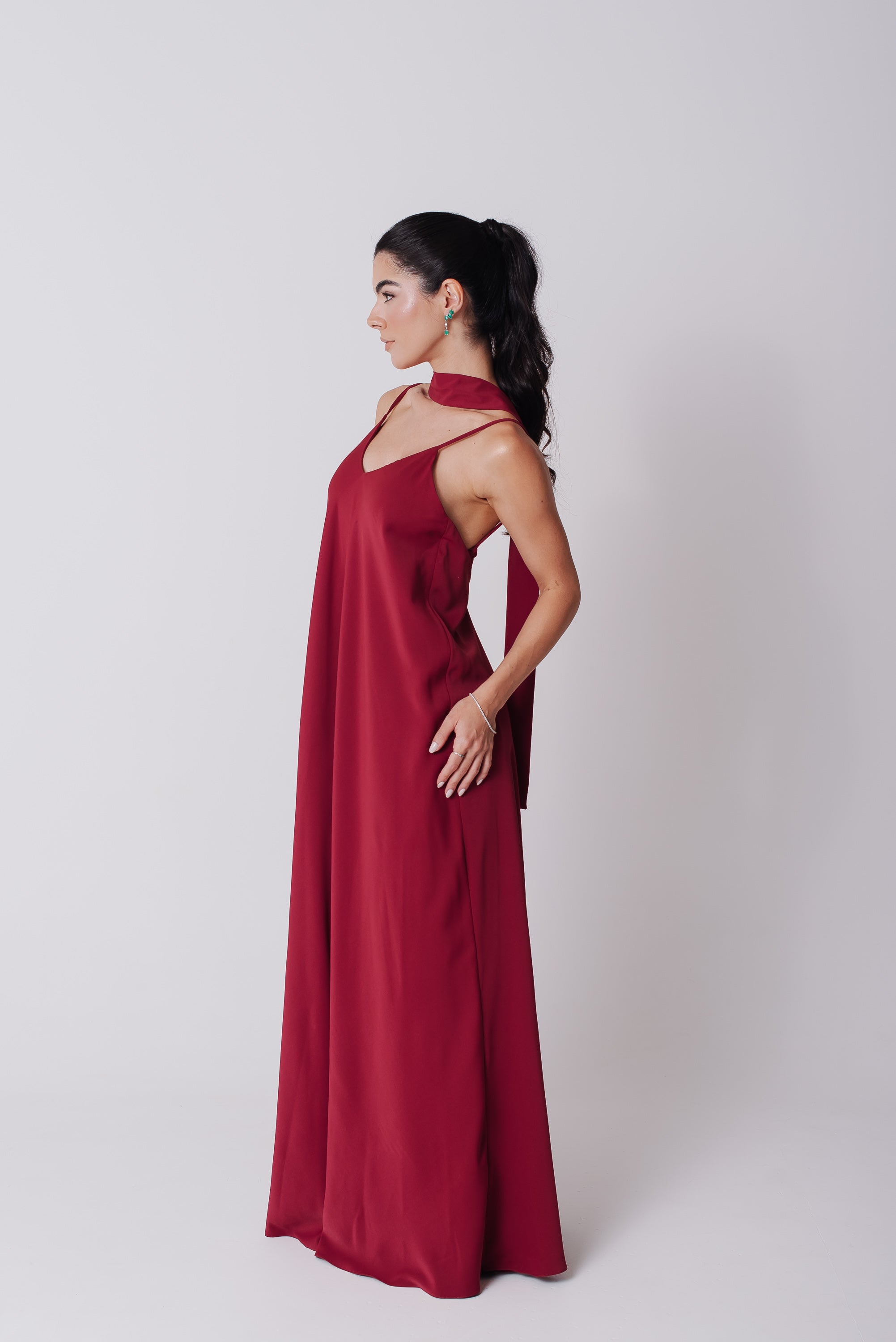 Vestido Longo Alcinha Lorena Cereja Saphir