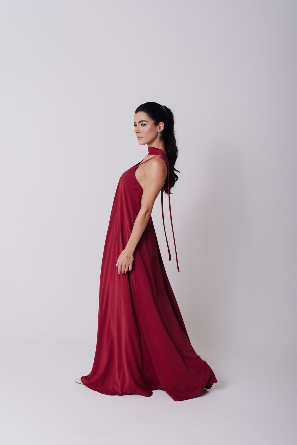 Vestido Longo Alcinha Lorena Cereja Saphir