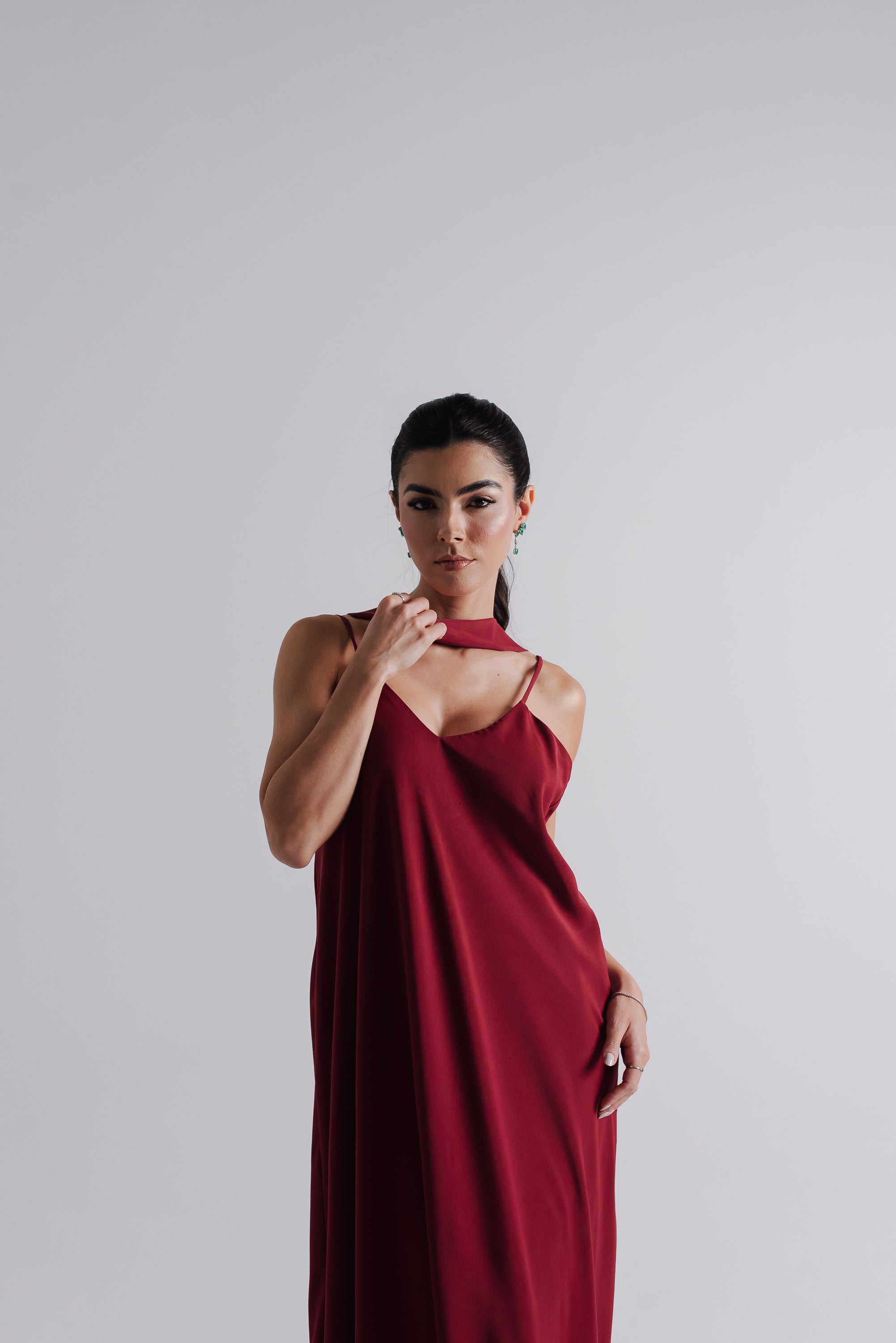 Vestido Longo Alcinha Lorena Cereja Saphir