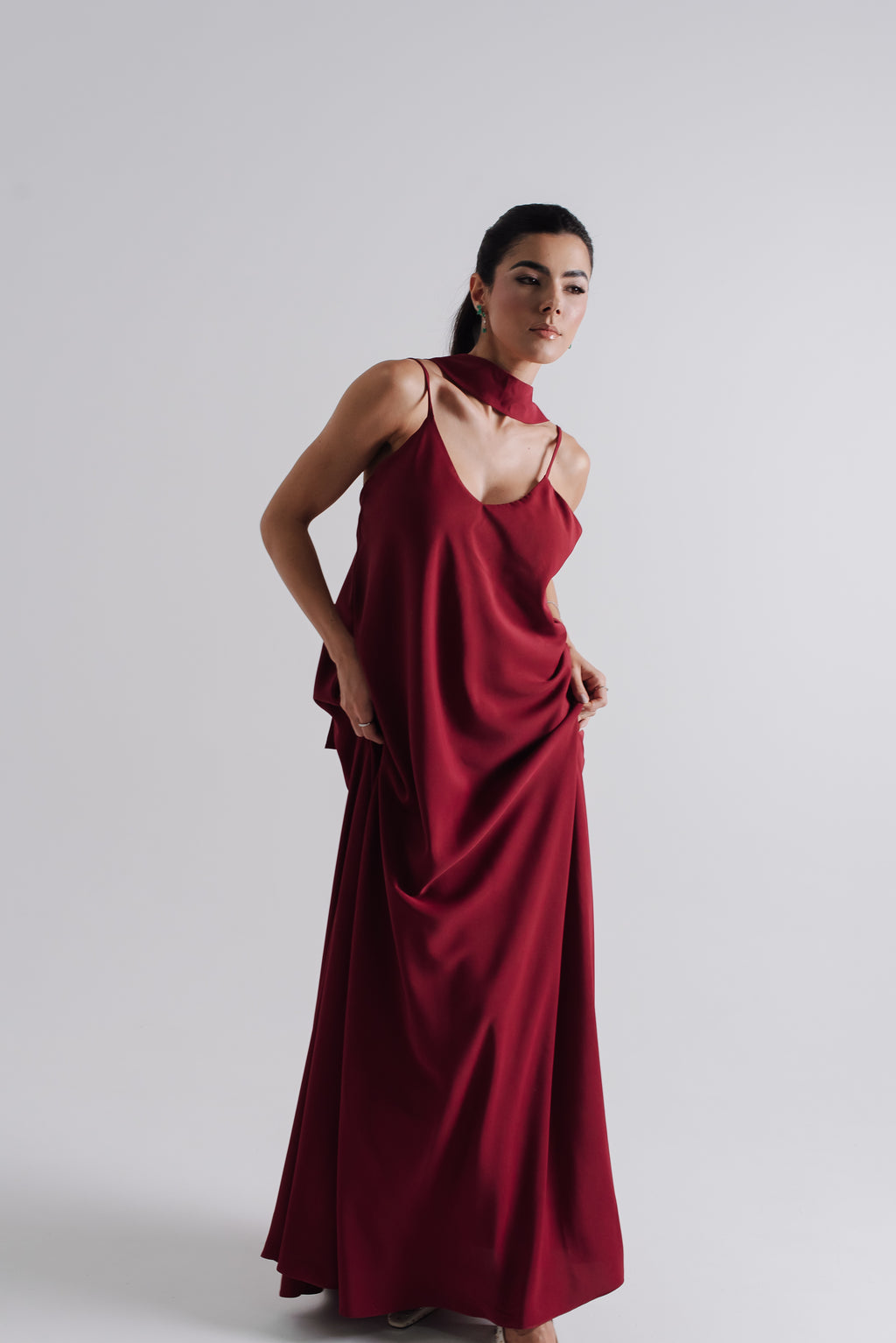 Vestido Longo Alcinha Lorena Cereja Saphir