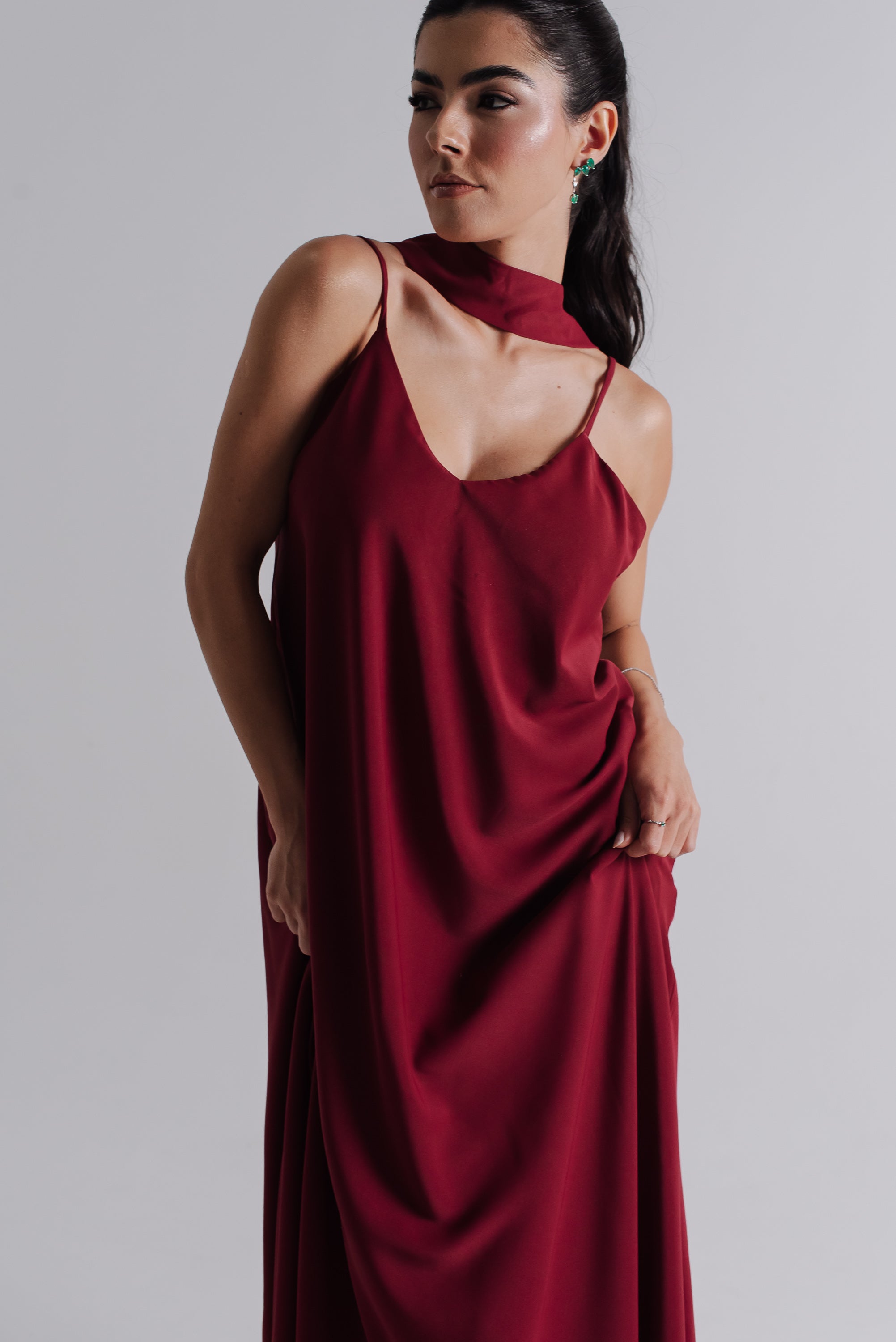 Vestido Longo Alcinha Lorena Cereja Saphir