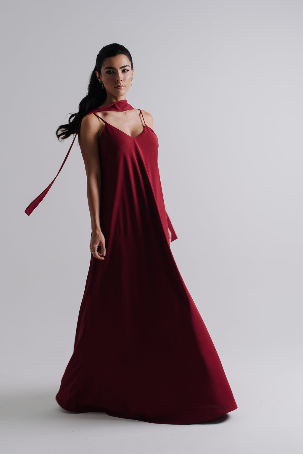 Vestido Longo Alcinha Lorena Cereja Saphir