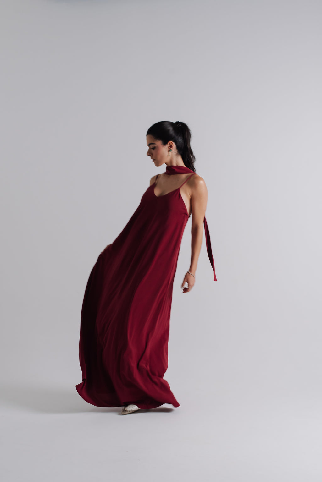 Vestido Longo Alcinha Lorena Cereja Saphir