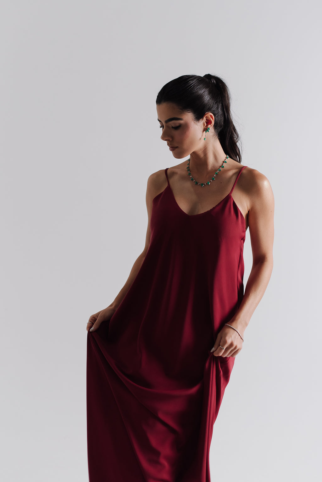 Vestido Longo Alcinha Lorena Cereja Saphir
