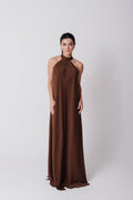 Vestido Frente Única Longo Mariana Marrom Saphir