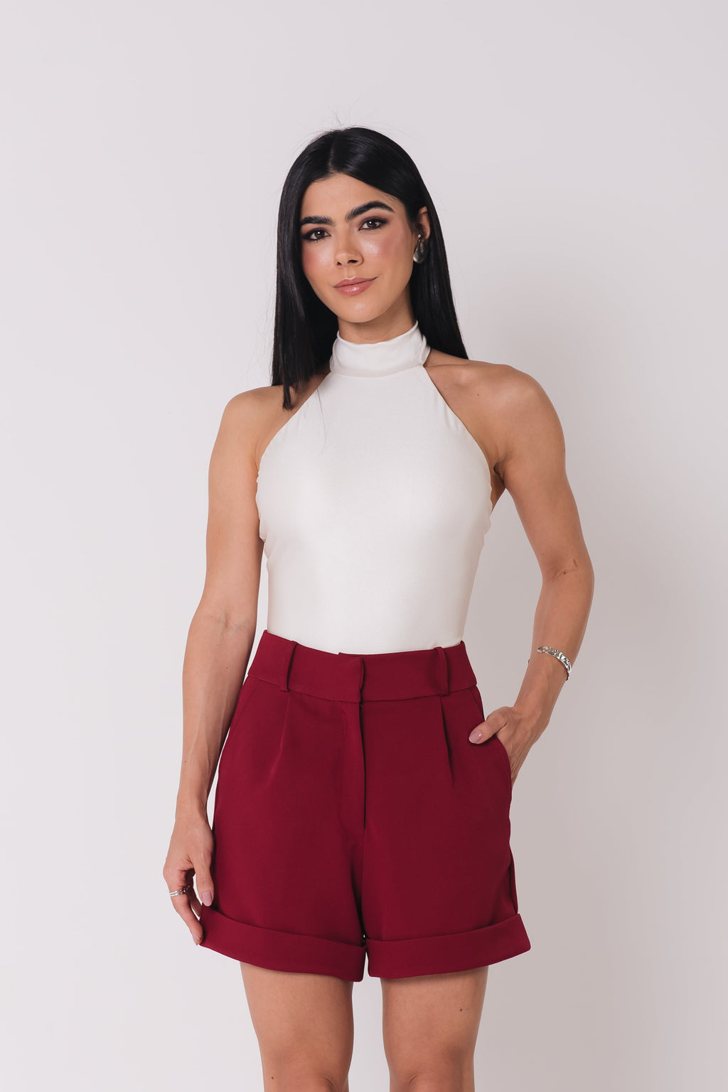 Short Alfaiataria Barra Italiana Mary Cereja Saphir
