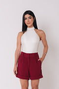 Short Alfaiataria Barra Italiana Mary Cereja Saphir