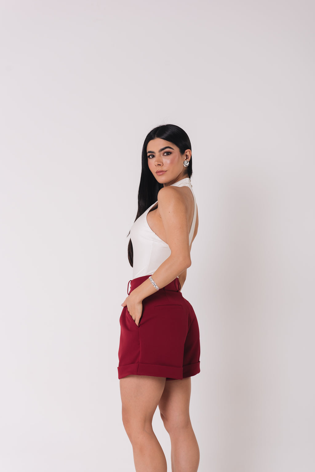 Short Alfaiataria Barra Italiana Mary Cereja Saphir