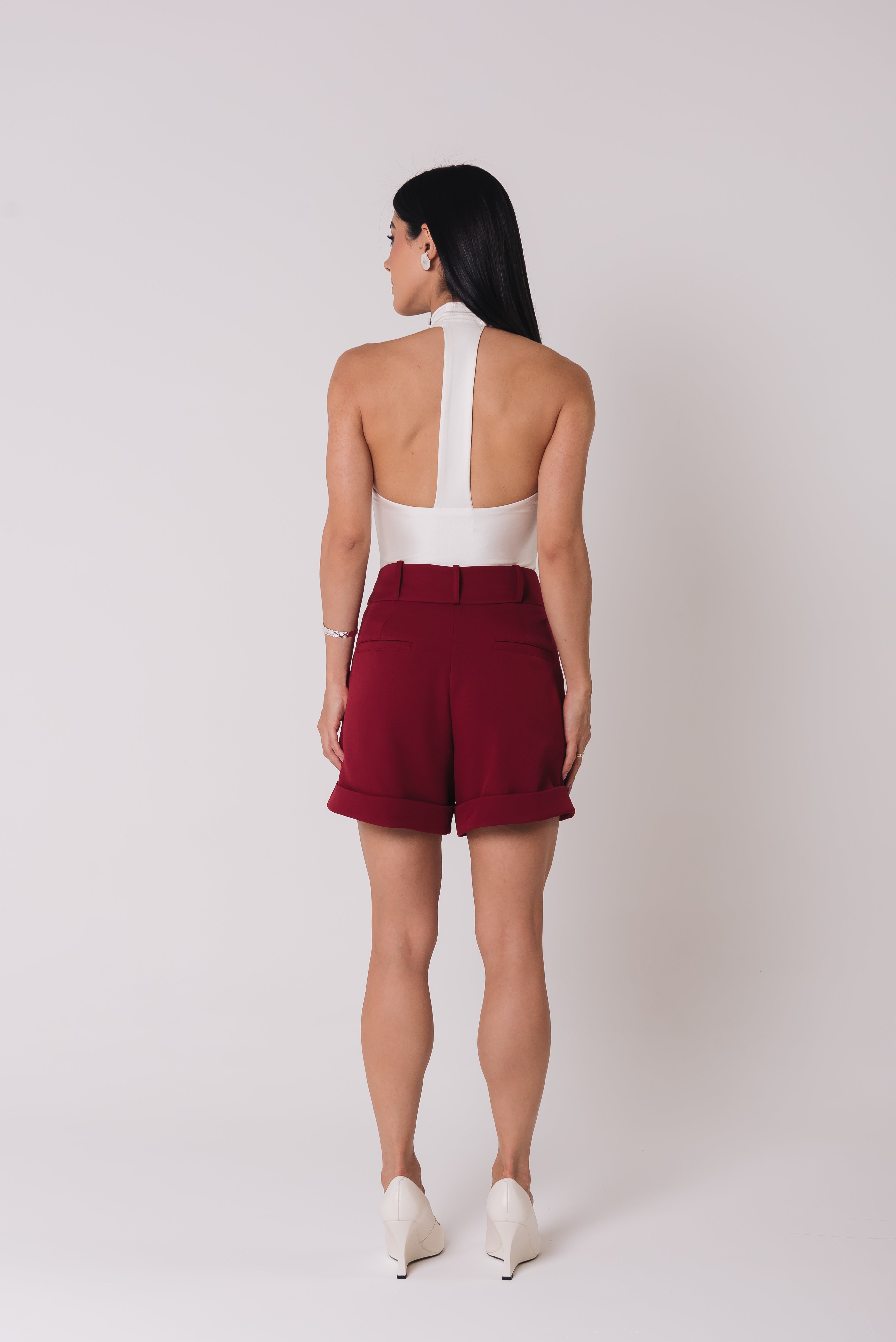 Short Alfaiataria Barra Italiana Mary Cereja Saphir