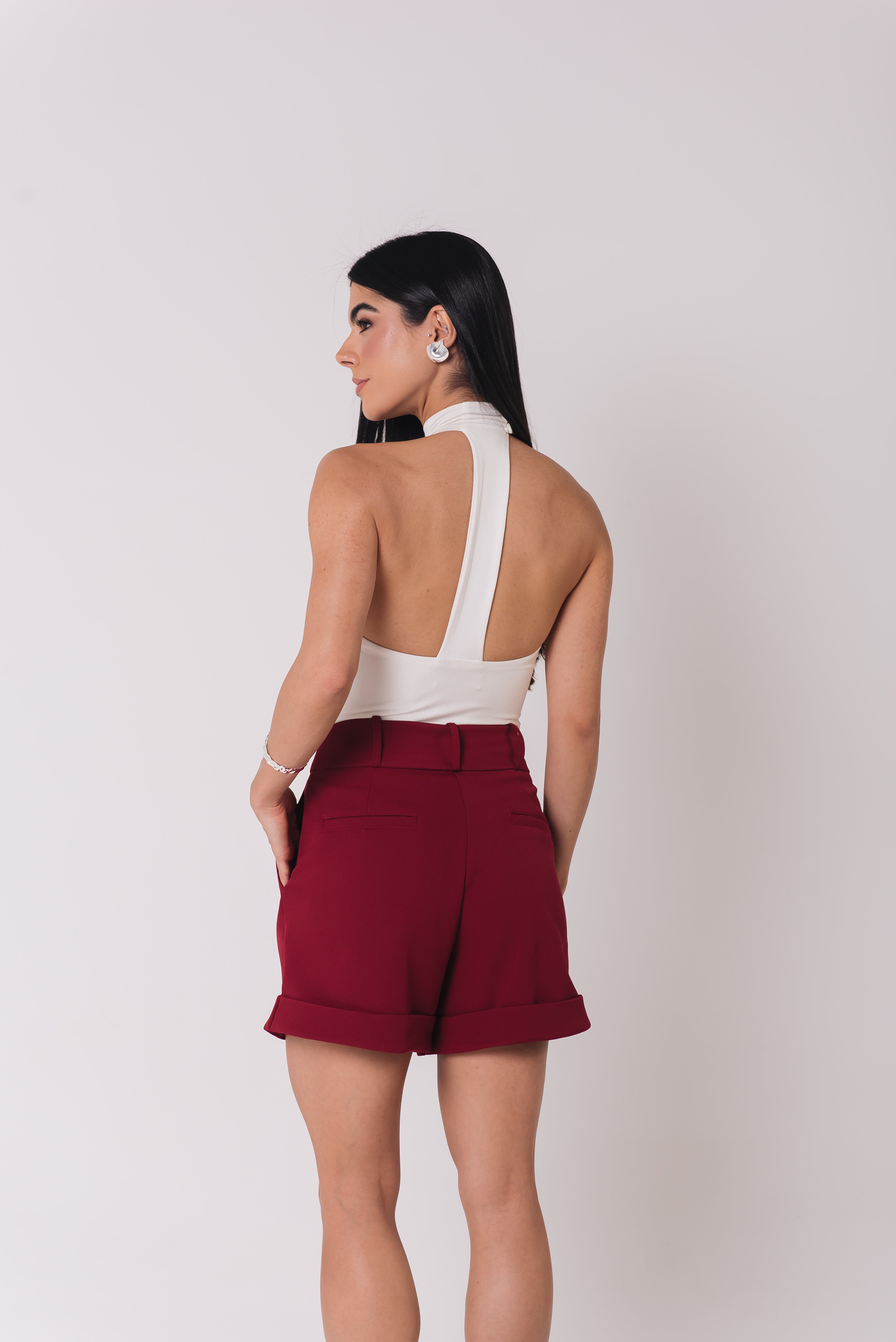 Short Alfaiataria Barra Italiana Mary Cereja Saphir